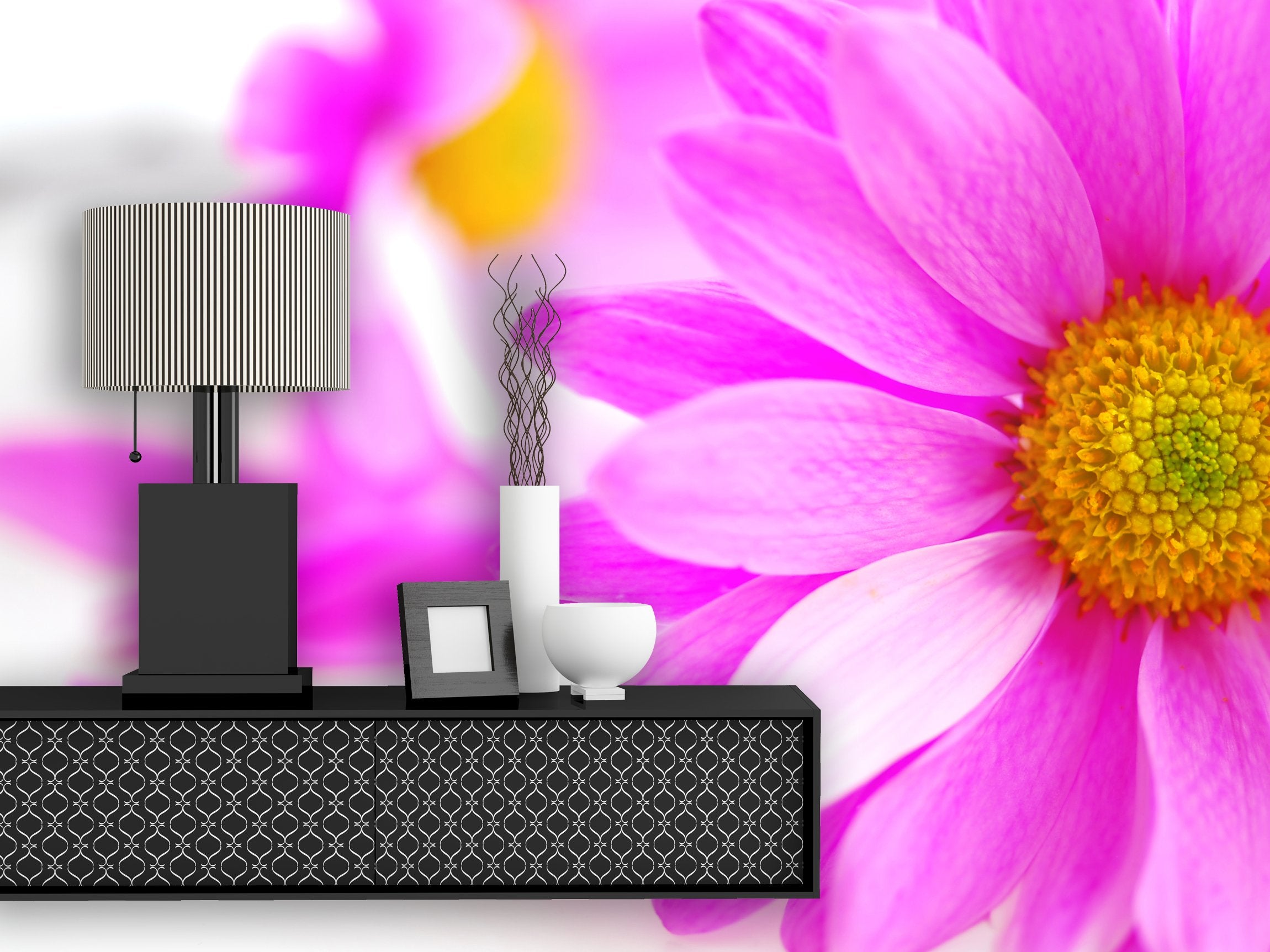 PVC Fototapete Pink Flowers – ECO Wandbild Selbstklebende Tapete – 3D Vinyl Wandsticker XXL SW060 - life-decor.de