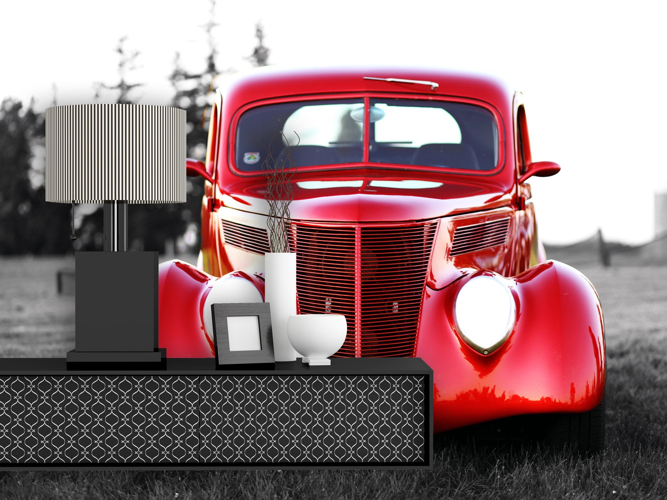 PVC Fototapete Vintage Car - ECO Wandbild Selbstklebende Tapete - 3D Vinyl Wandsticker XXL SW106