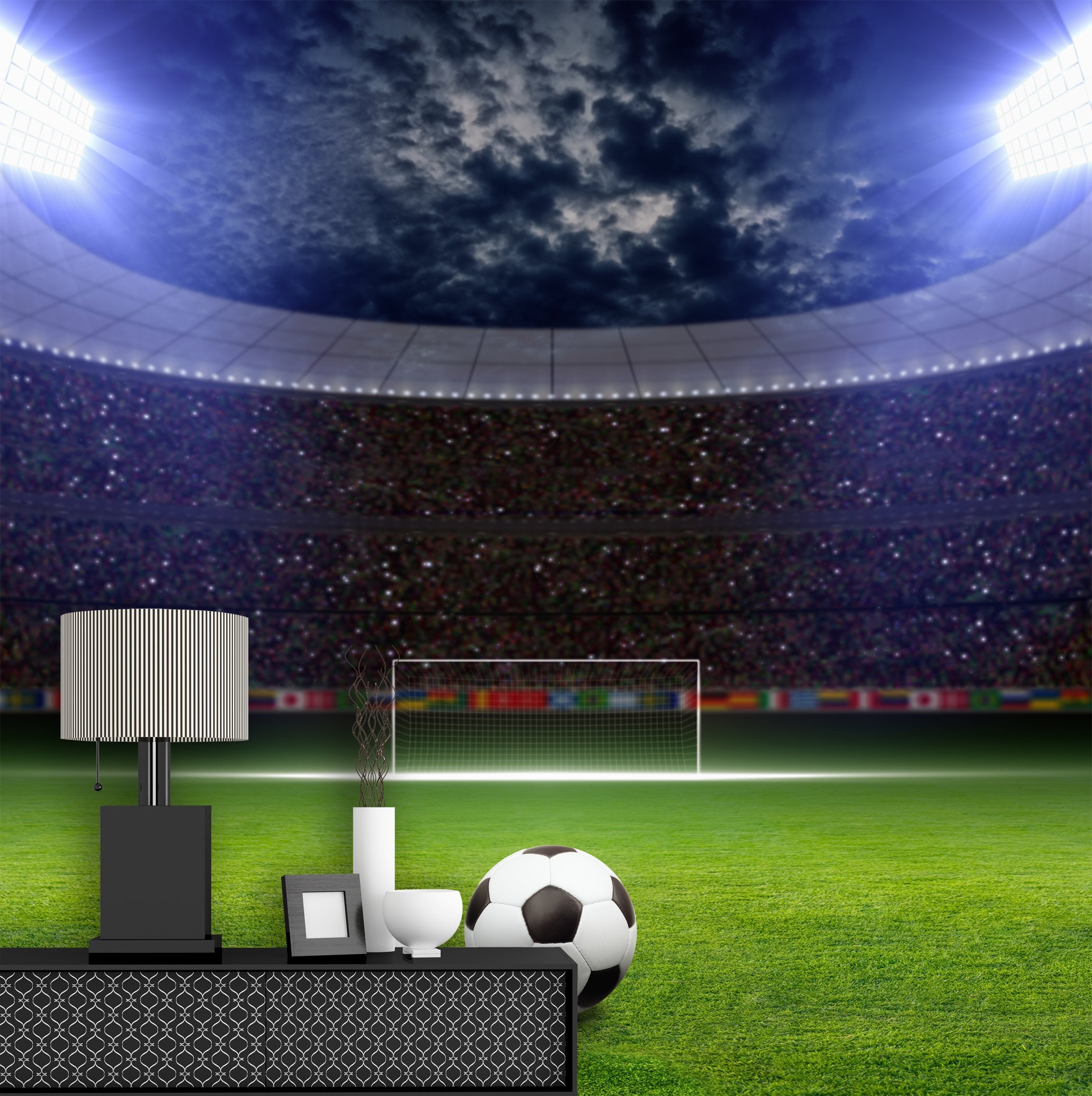 PVC Fototapete Soccer Stadium - ECO Wandbild Selbstklebende Tapete - 3D Vinyl Wandsticker XXL SW176