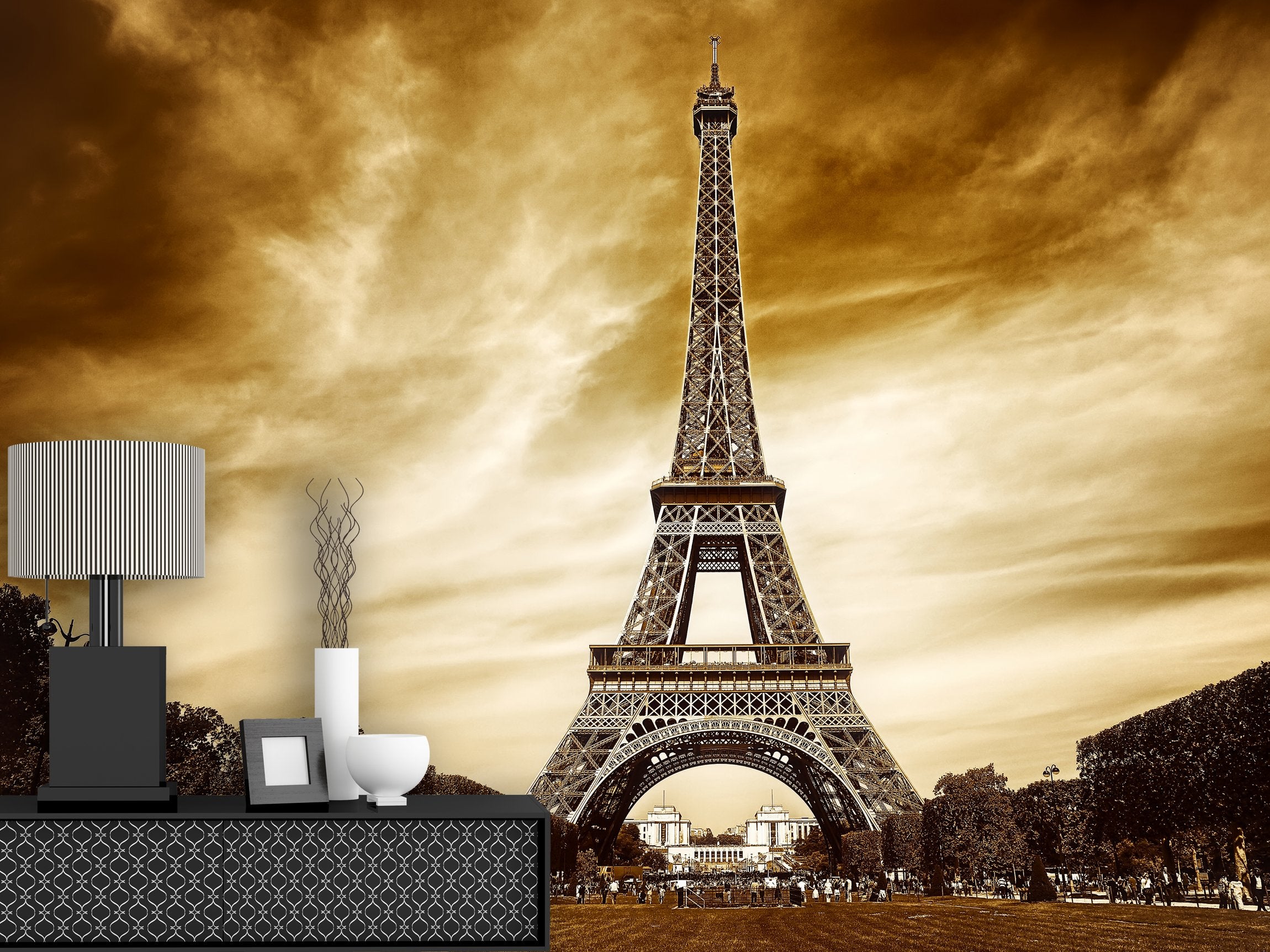 PVC Fototapete Eiffel Tower In Paris - ECO Wandbild Selbstklebende Tapete - 3D Vinyl Wandsticker XXL SW130