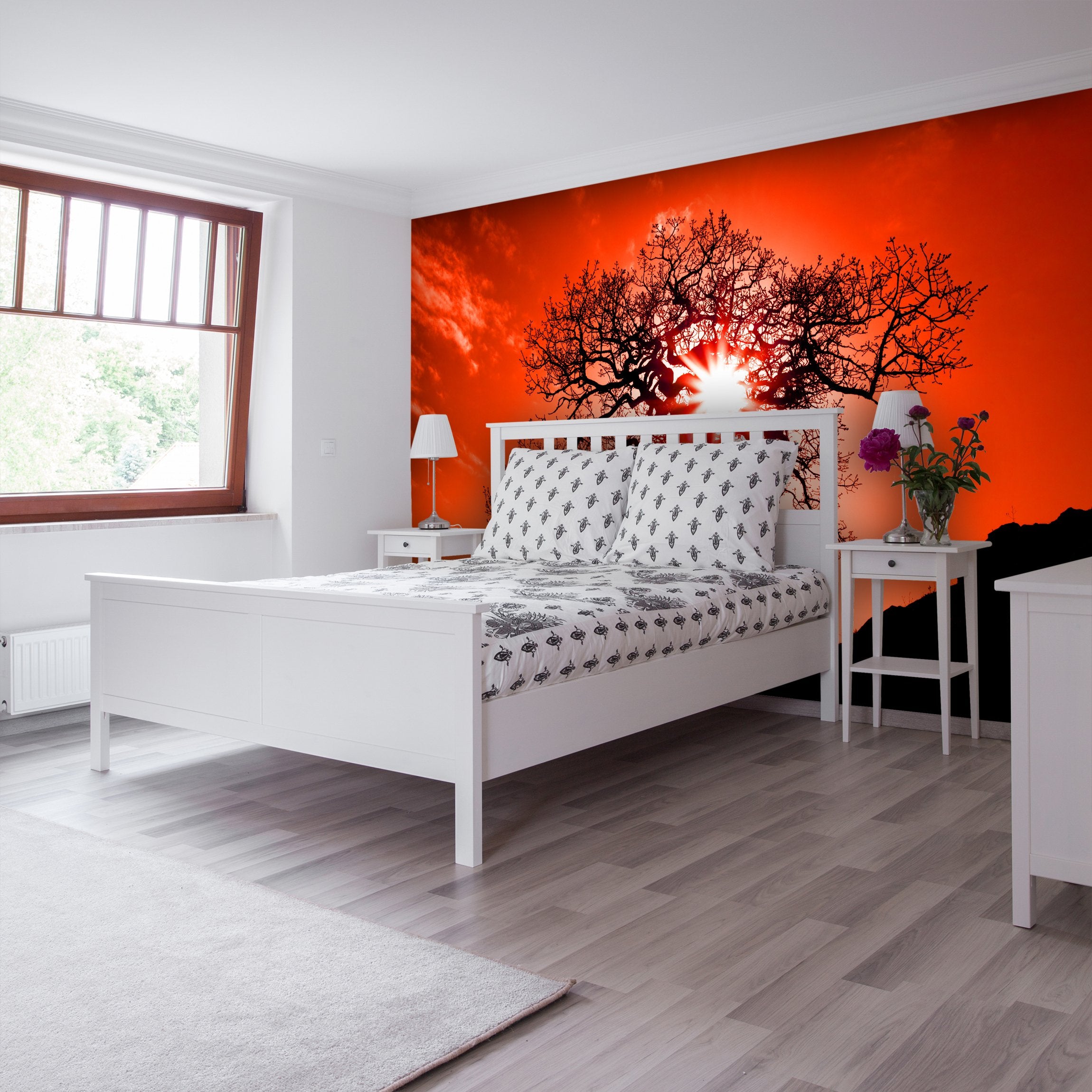 PVC Fototapete Old Oak In Sunset – ECO Wandbild Selbstklebende Tapete – 3D Vinyl Wandsticker XXL SW134 - life-decor.de