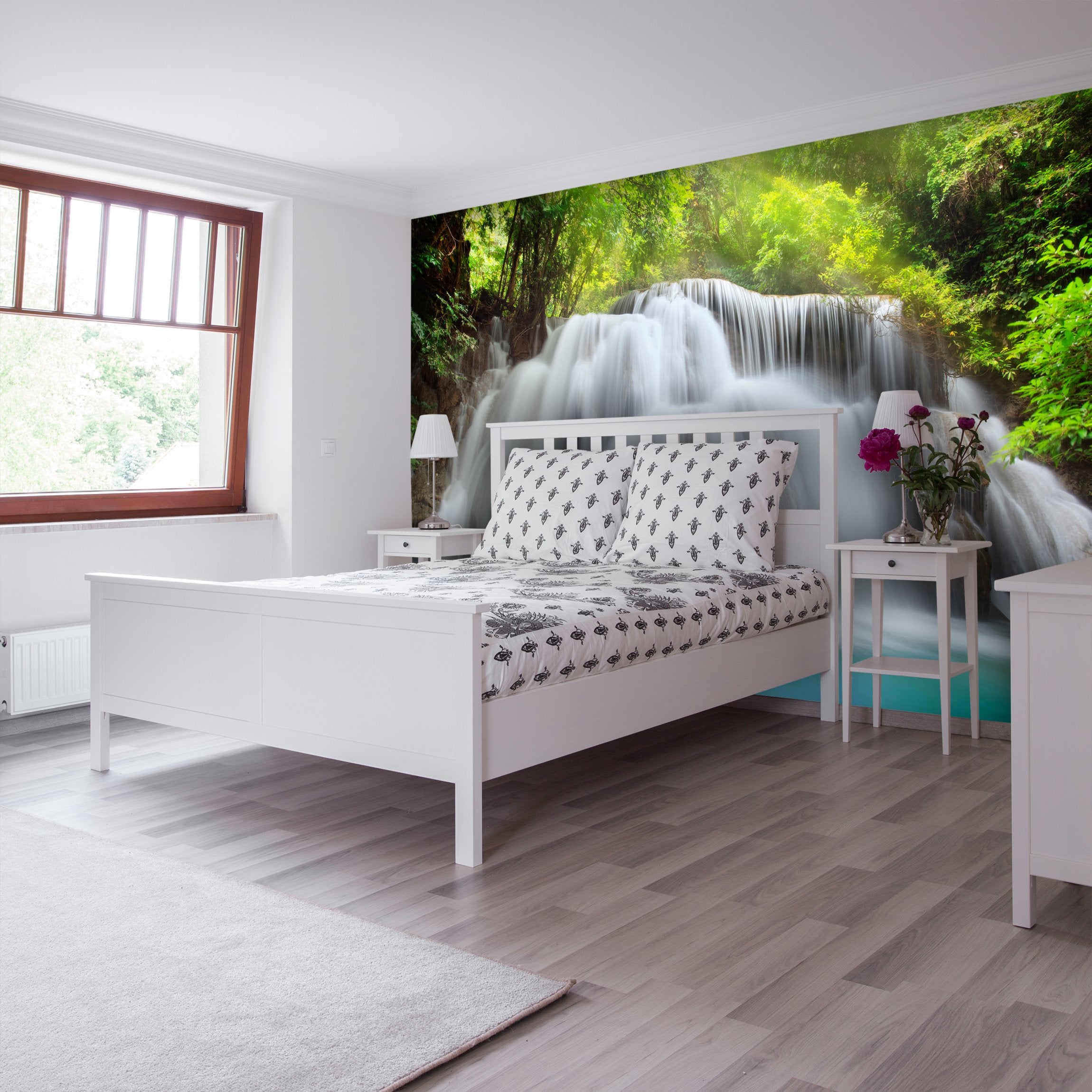 PVC Fototapete Huai Mae Kamin Waterfall - ECO Wandbild Selbstklebende Tapete - 3D Vinyl Wandsticker XXL SW076