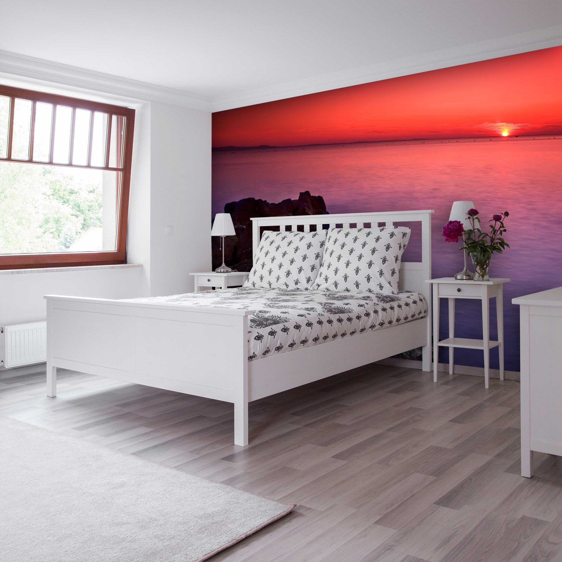 PVC Fototapete Sunset With Rocks - ECO Wandbild Selbstklebende Tapete - 3D Vinyl Wandsticker XXL SW079