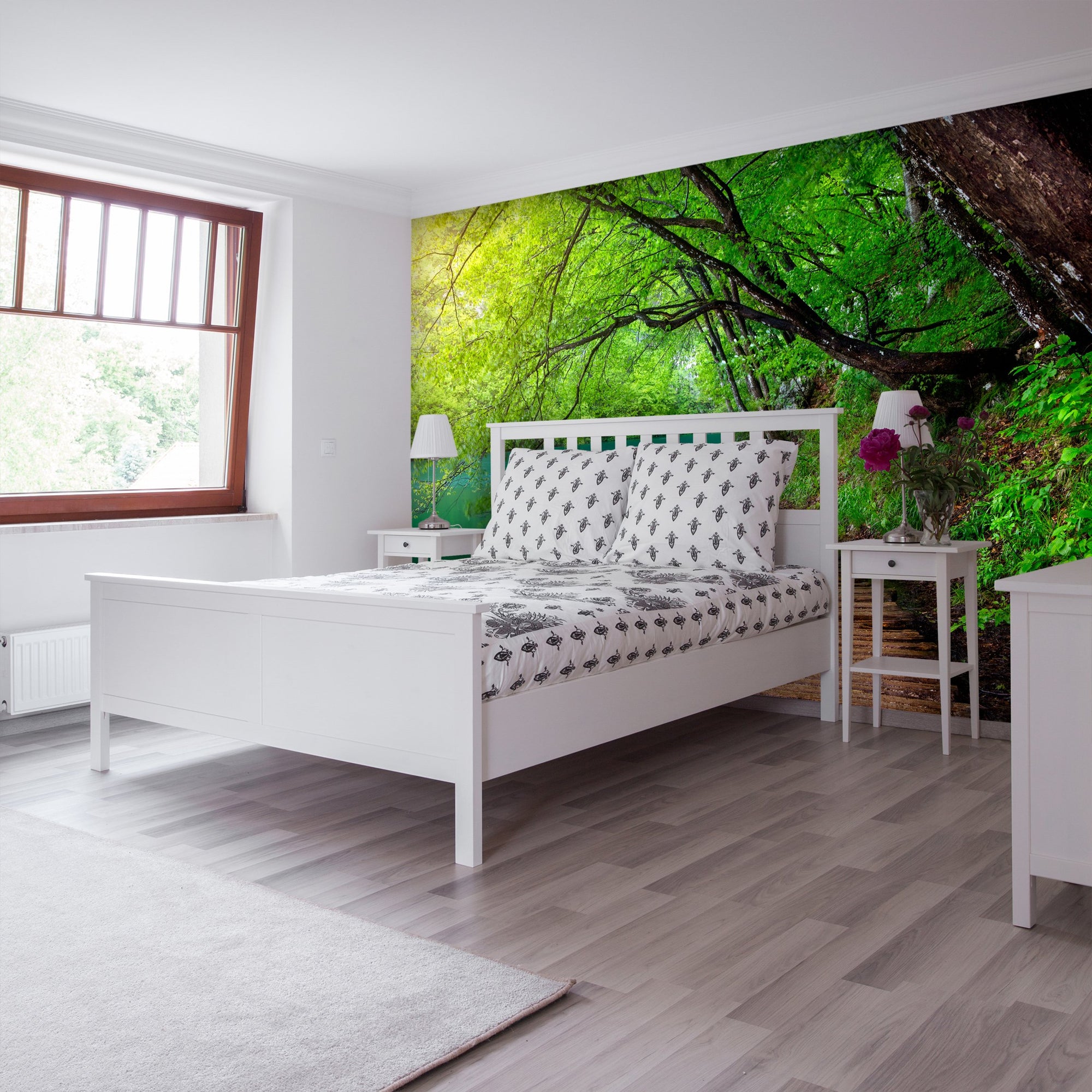 PVC Fototapete Deep Forest Stream – ECO Wandbild Selbstklebende Tapete – 3D Vinyl Wandsticker XXL  SW236 - life-decor.de