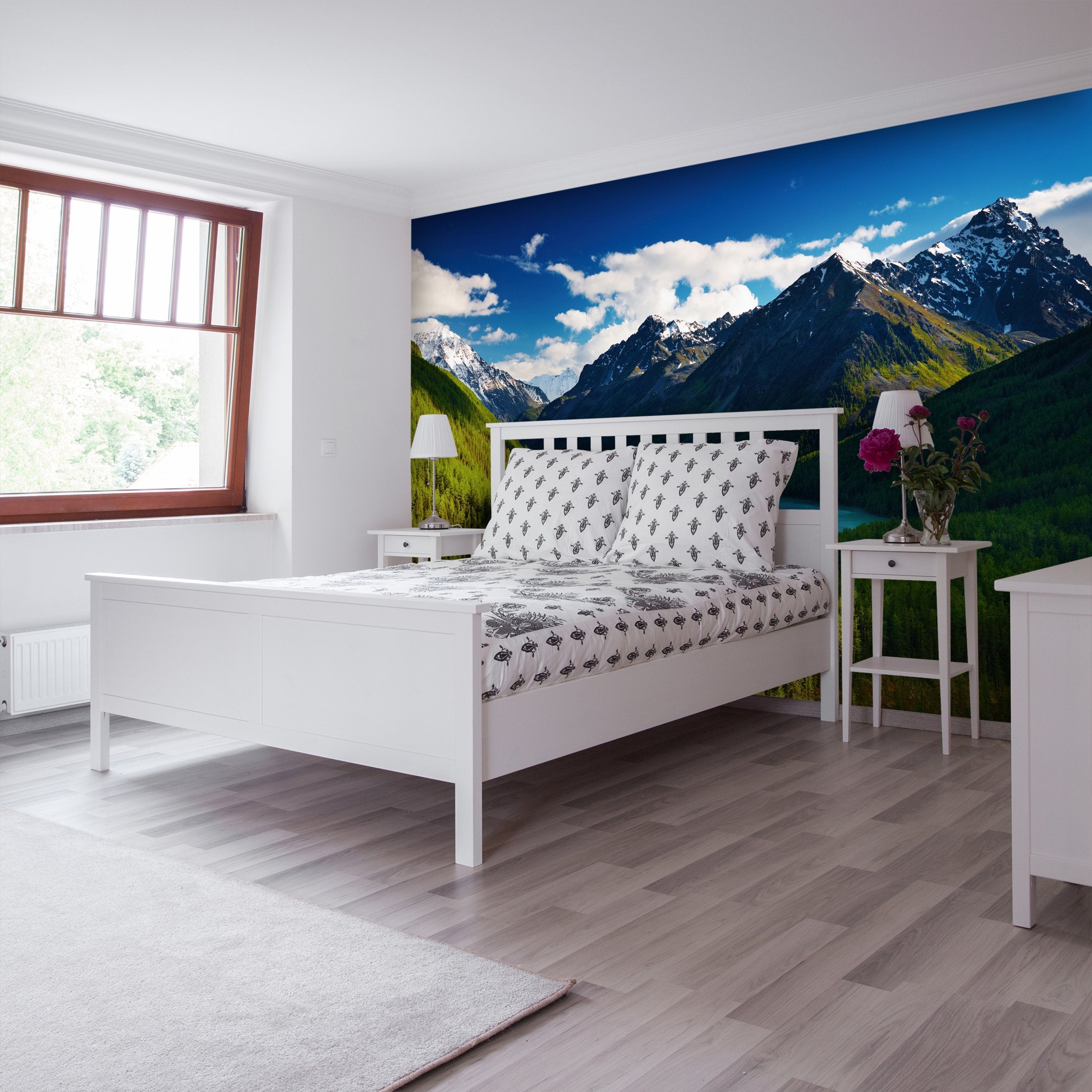 PVC Fototapete Mountain Lake – ECO Wandbild Selbstklebende Tapete – 3D Vinyl Wandsticker XXL SW124 - life-decor.de