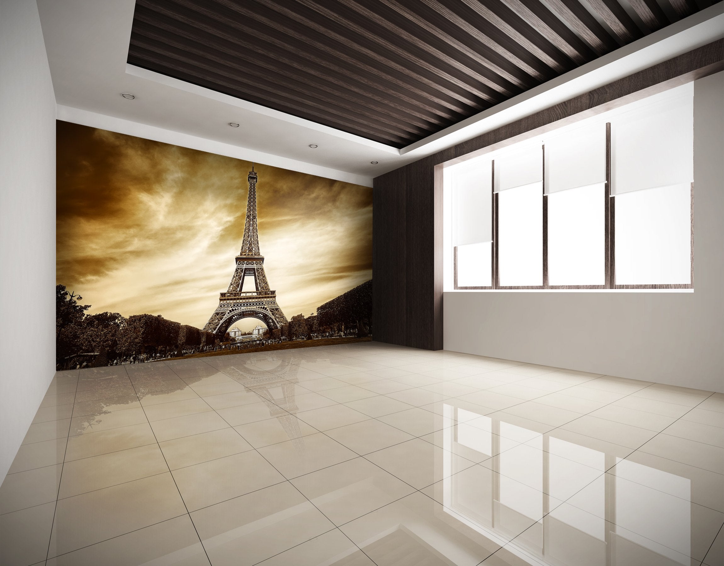 PVC Fototapete Eiffel Tower In Paris - ECO Wandbild Selbstklebende Tapete - 3D Vinyl Wandsticker XXL SW130