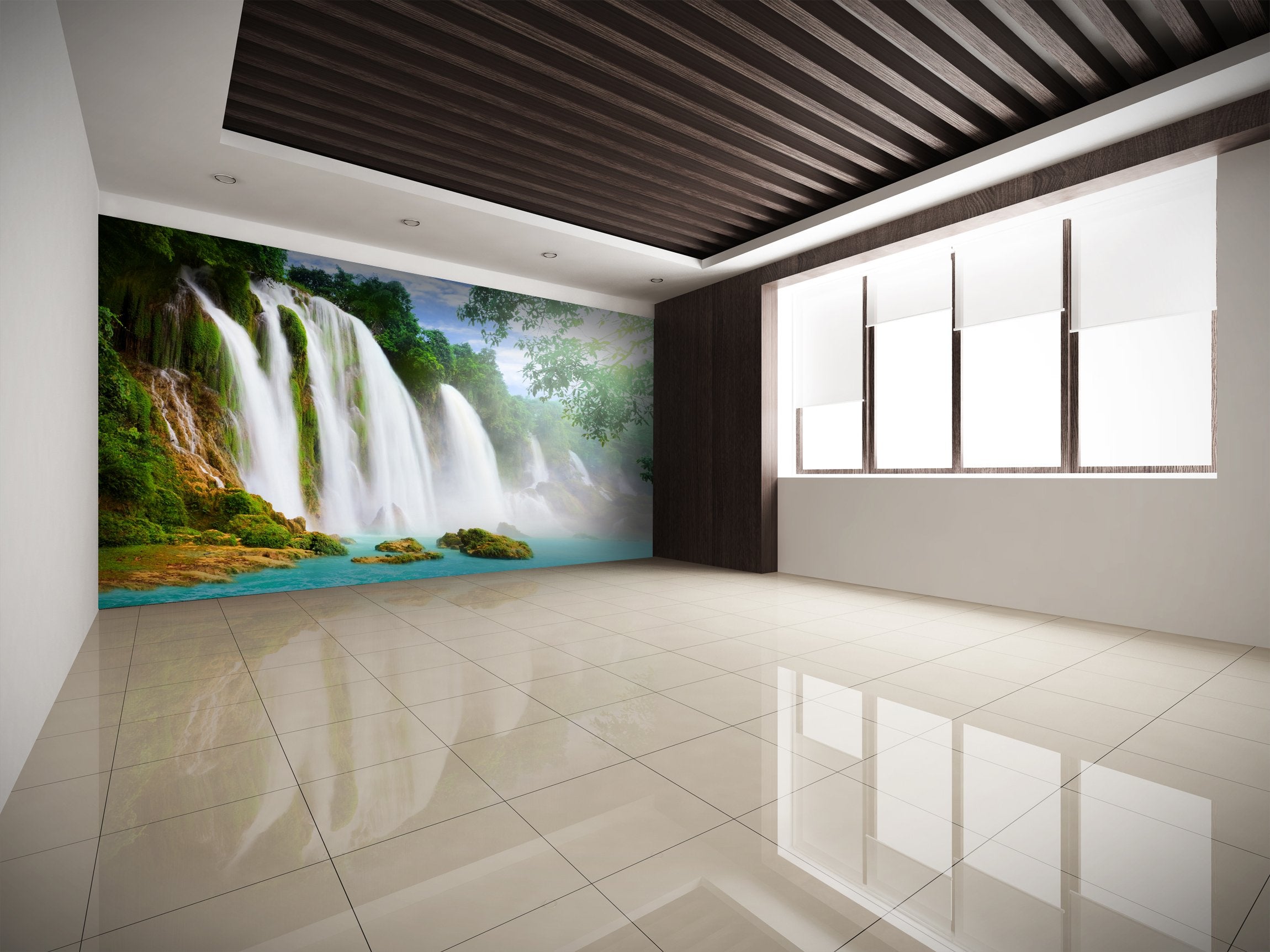 PVC Fototapete Detian Waterfall - ECO Wandbild Selbstklebende Tapete - 3D Vinyl Wandsticker XXL SW128