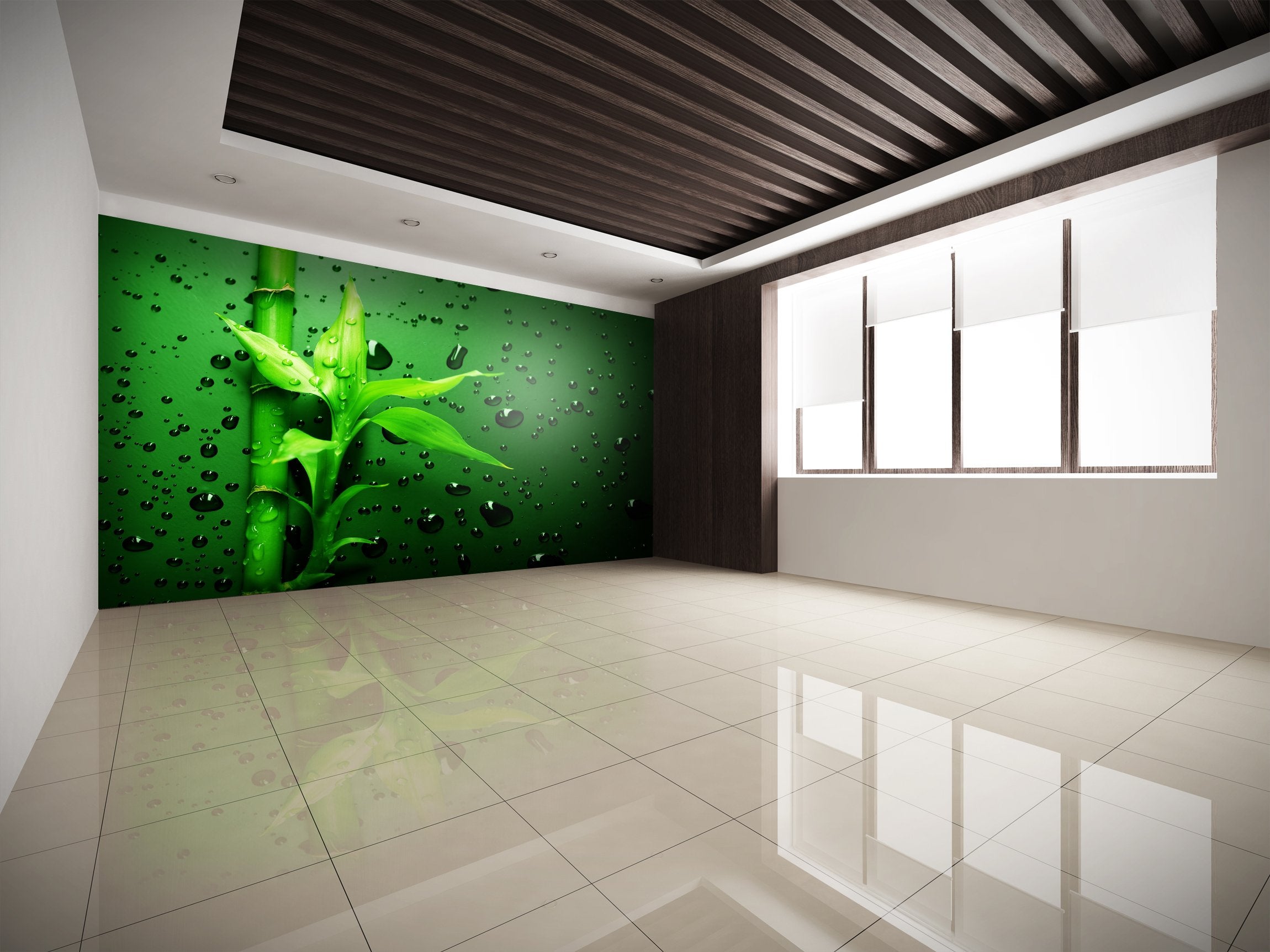 PVC Fototapete Green Bamboo - ECO Wandbild Selbstklebende Tapete - 3D Vinyl Wandsticker XXL SW083