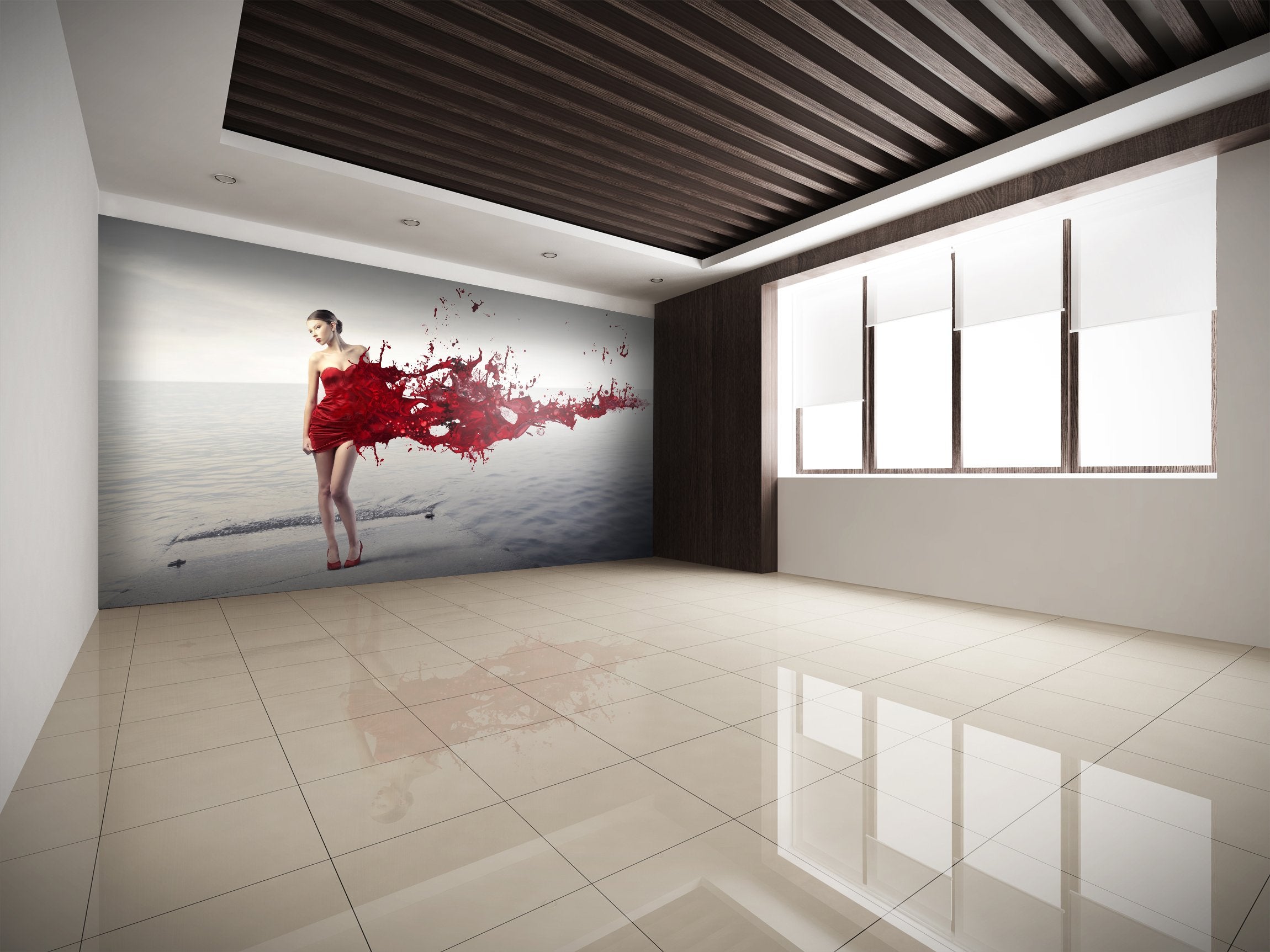 PVC Fototapete Red Dress - ECO Wandbild Selbstklebende Tapete - 3D Vinyl Wandsticker XXL SW139