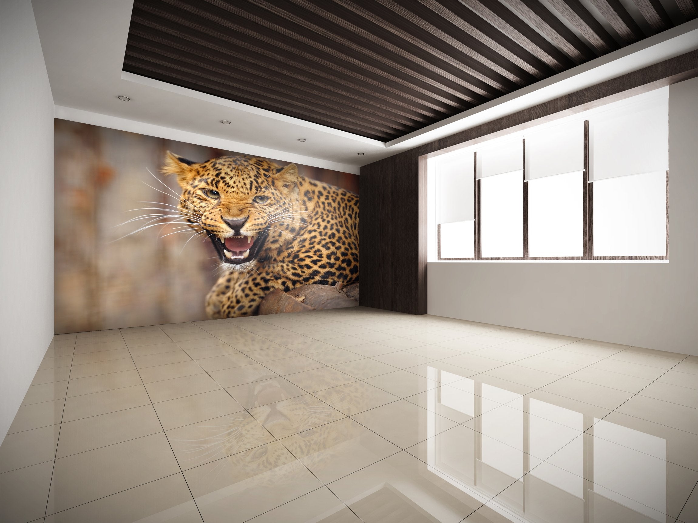 PVC Fototapete Leopard – ECO Wandbild Selbstklebende Tapete – 3D Vinyl Wandsticker XXL SW091 - life-decor.de