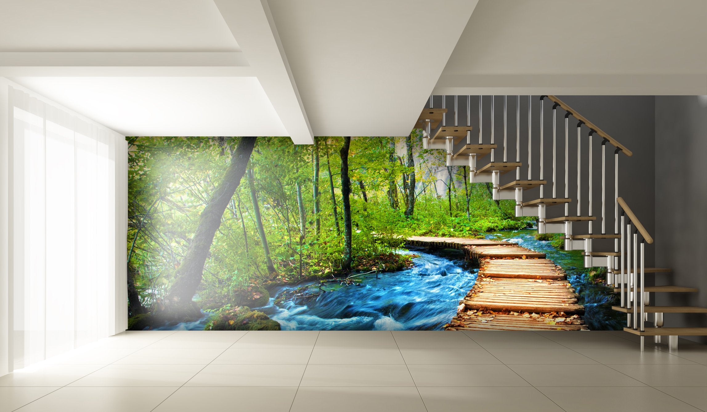 PVC Fototapete Deep forrest - ECO Wandbild Selbstklebende Tapete - 3D Vinyl Wandsticker XXL SW008