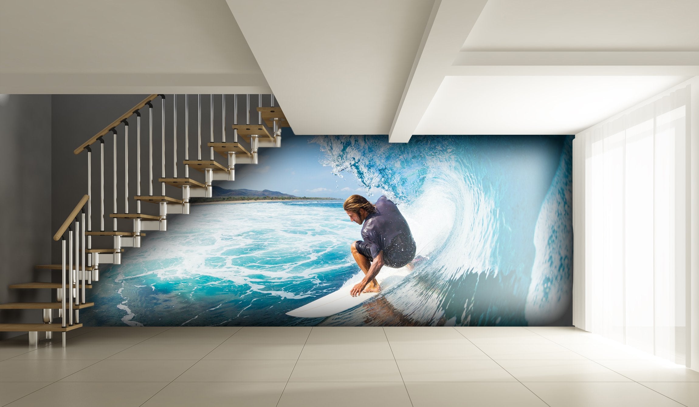 PVC Fototapete Surfing - ECO Wandbild Selbstklebende Tapete - 3D Vinyl Wandsticker XXL SW027