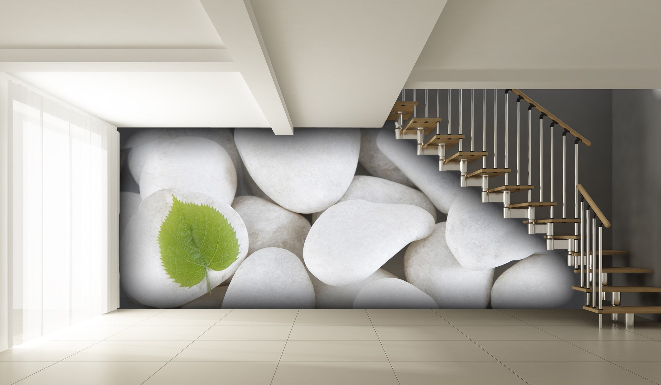 PVC Fototapete White Stones - ECO Wandbild Selbstklebende Tapete - 3D Vinyl Wandsticker XXL SW148