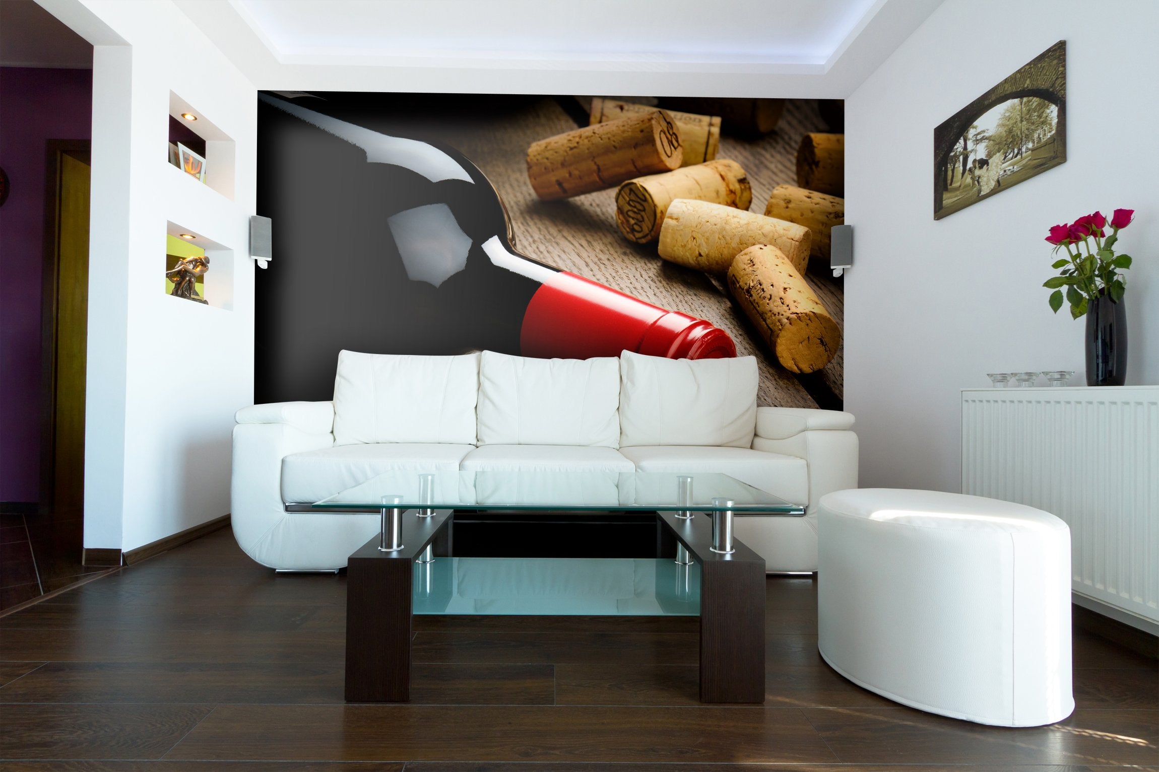 PVC Fototapete Bottle Of Red Wine – ECO Wandbild Selbstklebende Tapete – 3D Vinyl Wandsticker XXL SW177 - life-decor.de