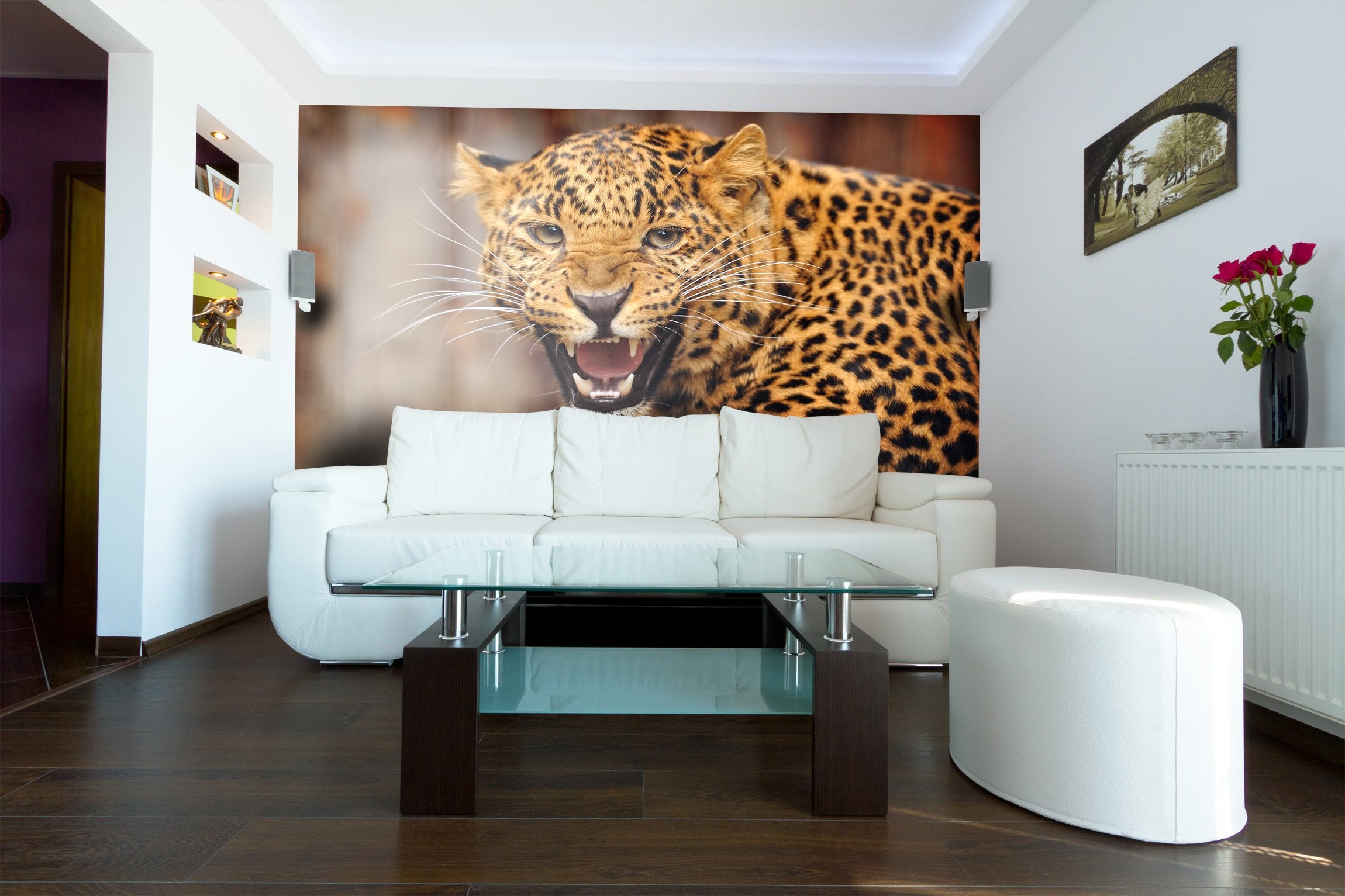 PVC Fototapete Leopard – ECO Wandbild Selbstklebende Tapete – 3D Vinyl Wandsticker XXL SW091 - life-decor.de