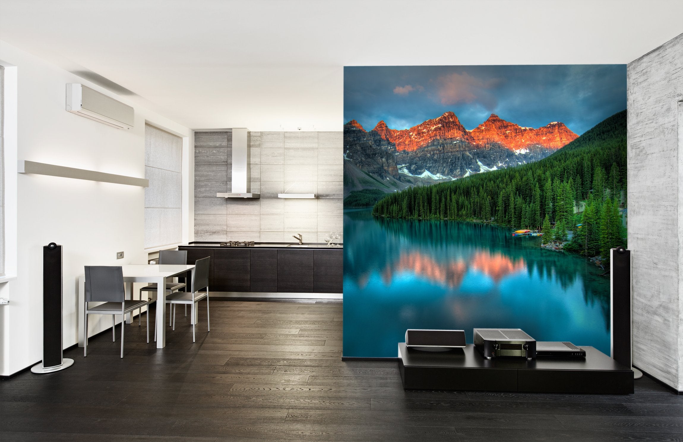 PVC Fototapete Moraine Lake Sunrise - ECO Wandbild Selbstklebende Tapete - 3D Vinyl Wandsticker XXL SW086