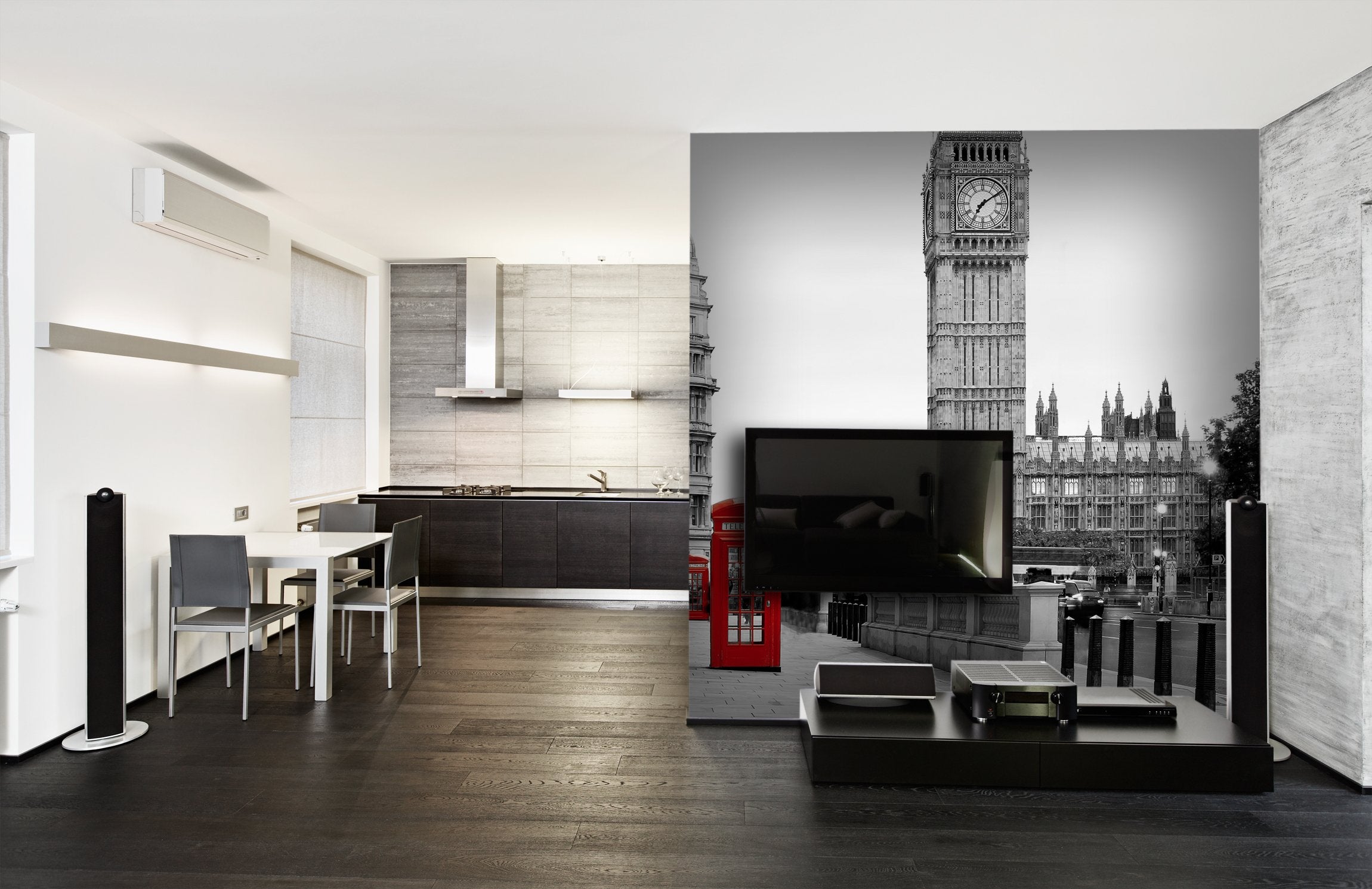 PVC Fototapete Red phone in London - ECO Wandbild Selbstklebende Tapete - 3D Vinyl Wandsticker XXL SW035