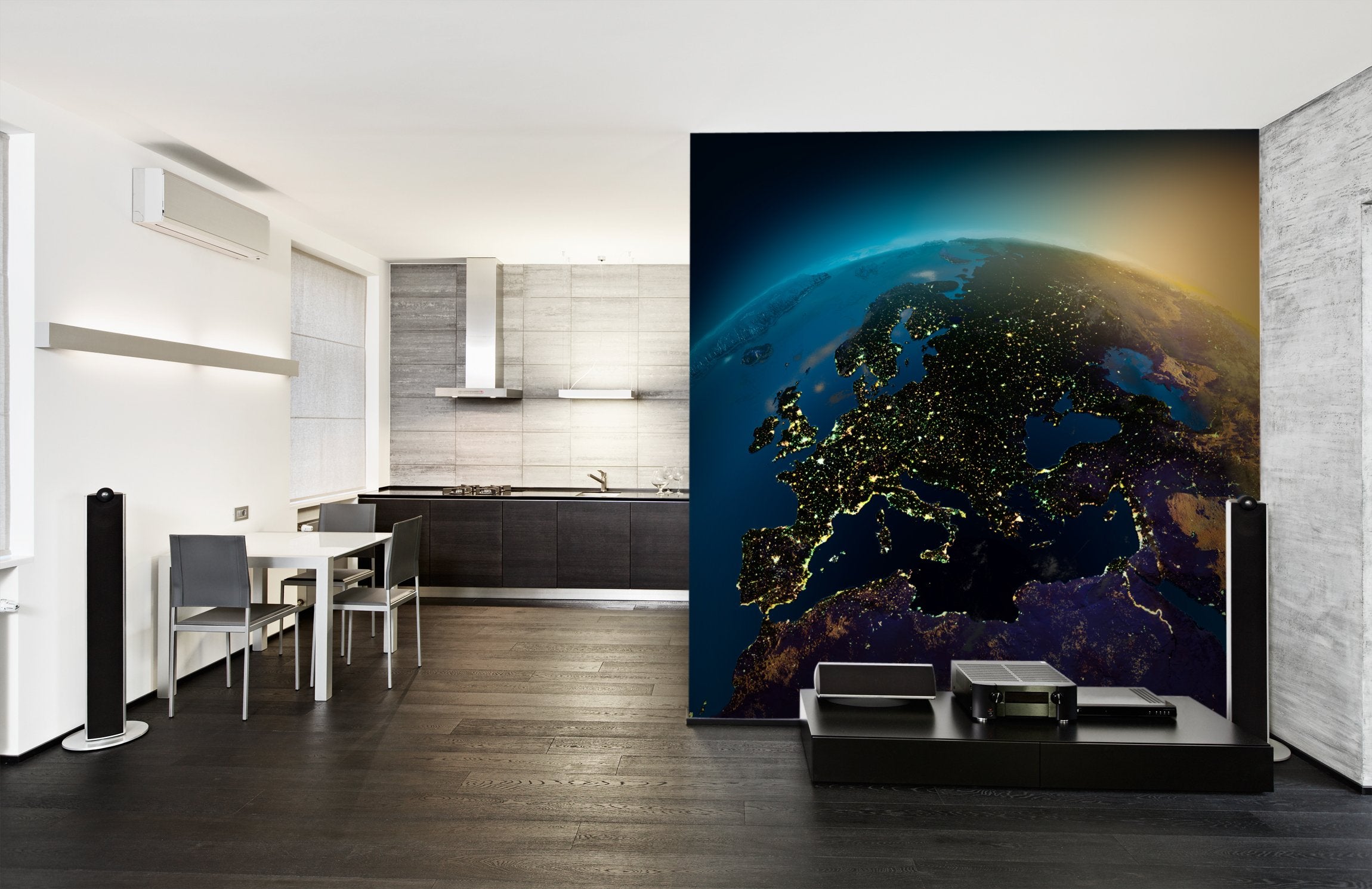 PVC Fototapete Night View Of Europe - ECO Wandbild Selbstklebende Tapete - 3D Vinyl Wandsticker XXL SW311