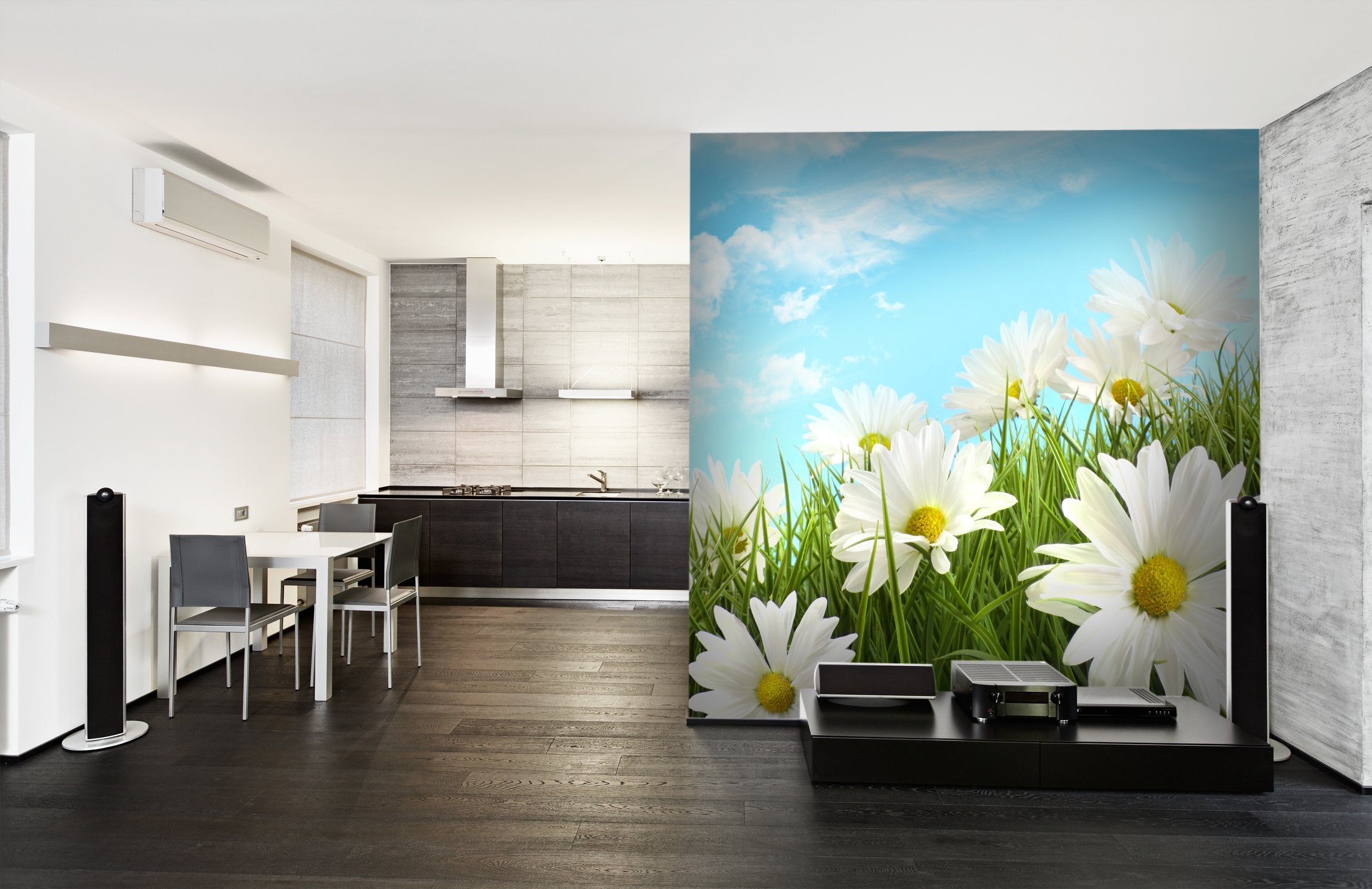 PVC Fototapete White Summer Daisies - ECO Wandbild Selbstklebende Tapete - 3D Vinyl Wandsticker XXL SW096
