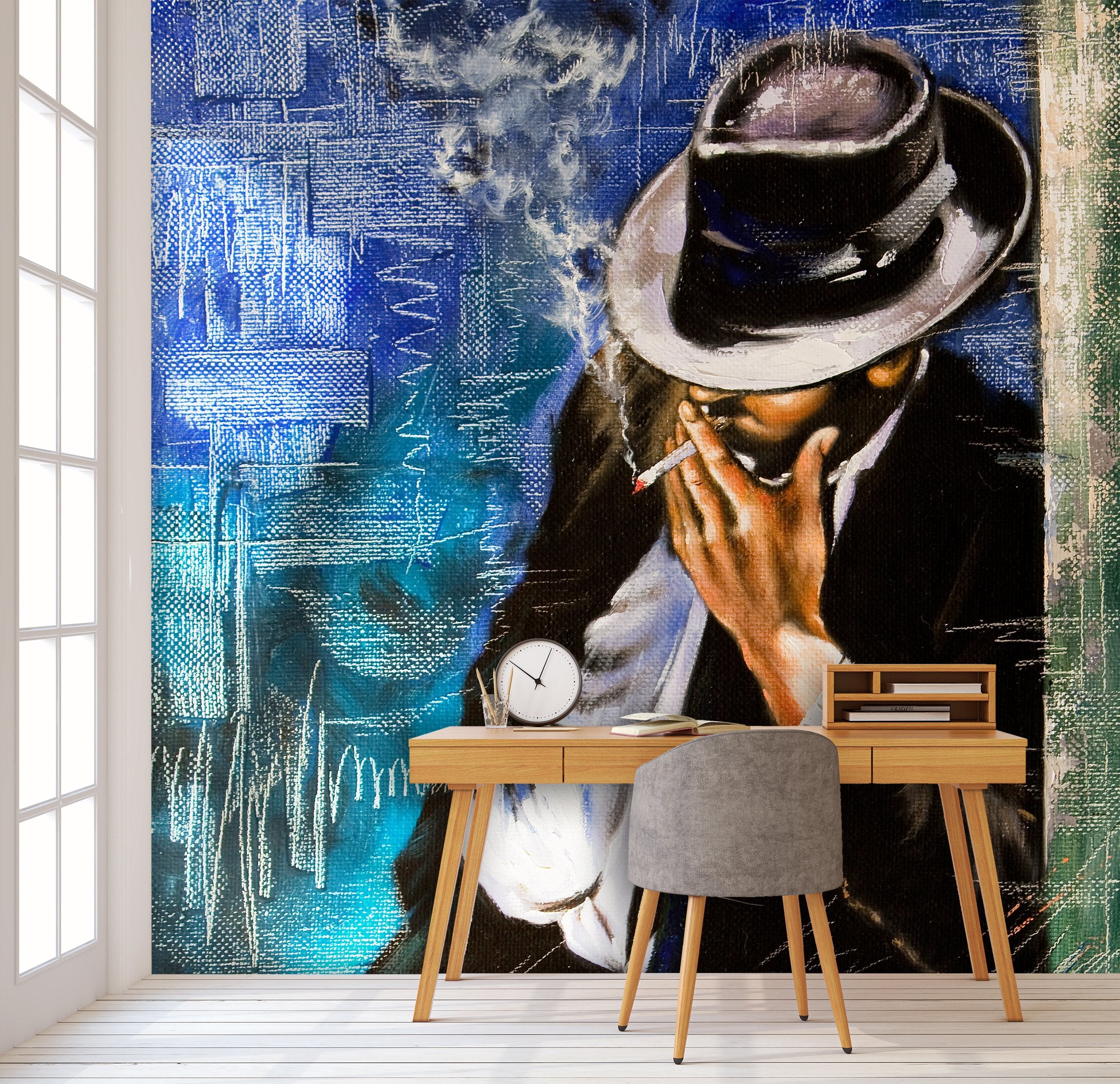 PVC Fototapete Man With Cigarette – ECO Wandbild Selbstklebende Tapete – 3D Vinyl Wandsticker XXL SW190 - life-decor.de