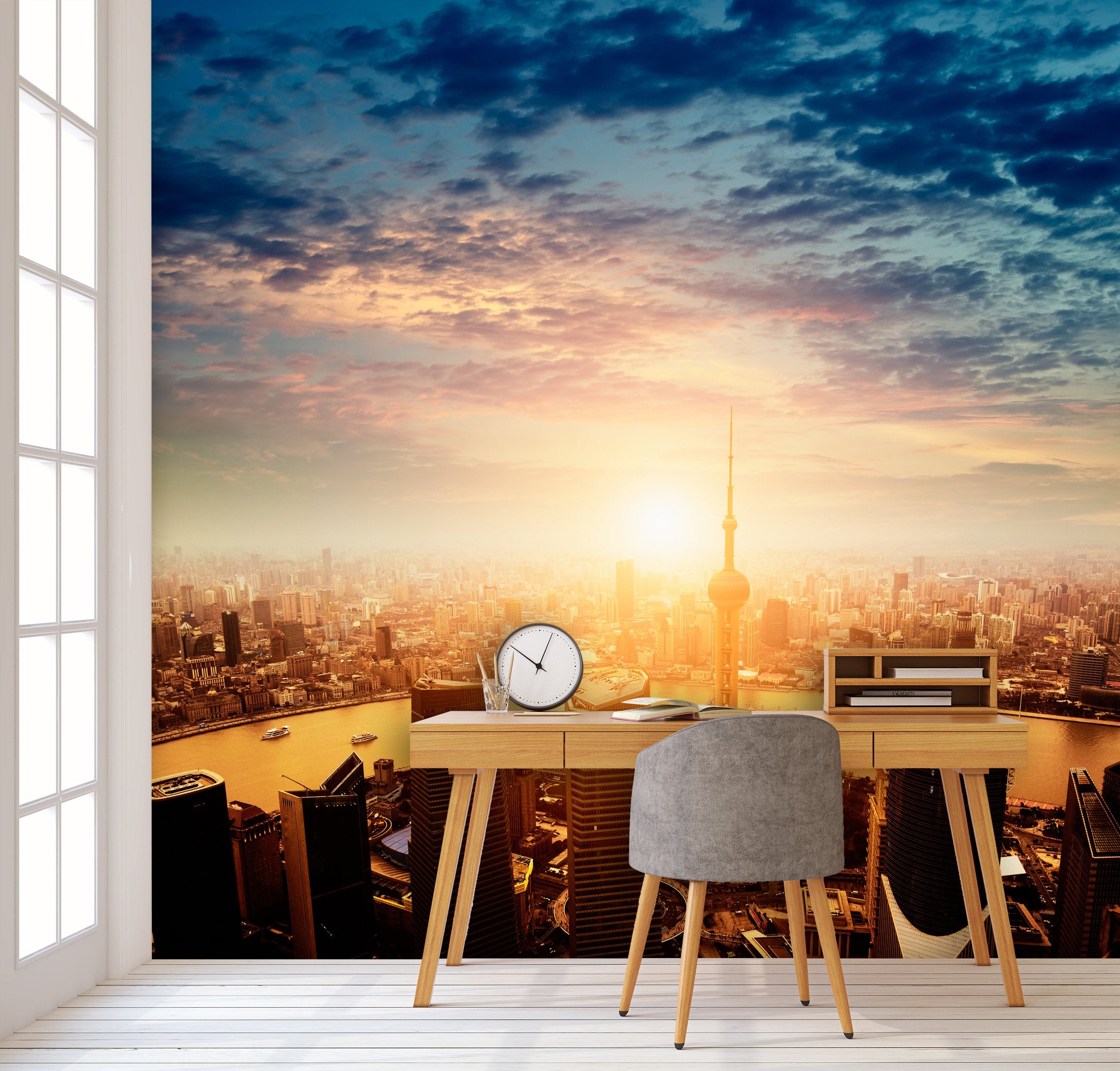 PVC Fototapete Shanghai Lujiazui - ECO Wandbild Selbstklebende Tapete - 3D Vinyl Wandsticker XXL SW159
