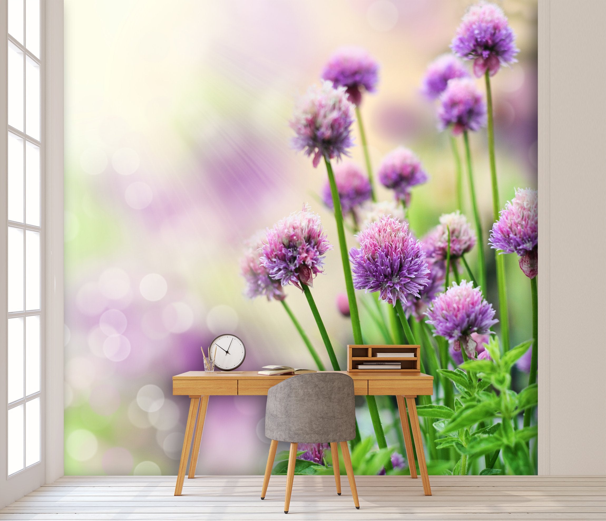 PVC Fototapete Chive Flowers - ECO Wandbild Selbstklebende Tapete - 3D Vinyl Wandsticker XXL SW234