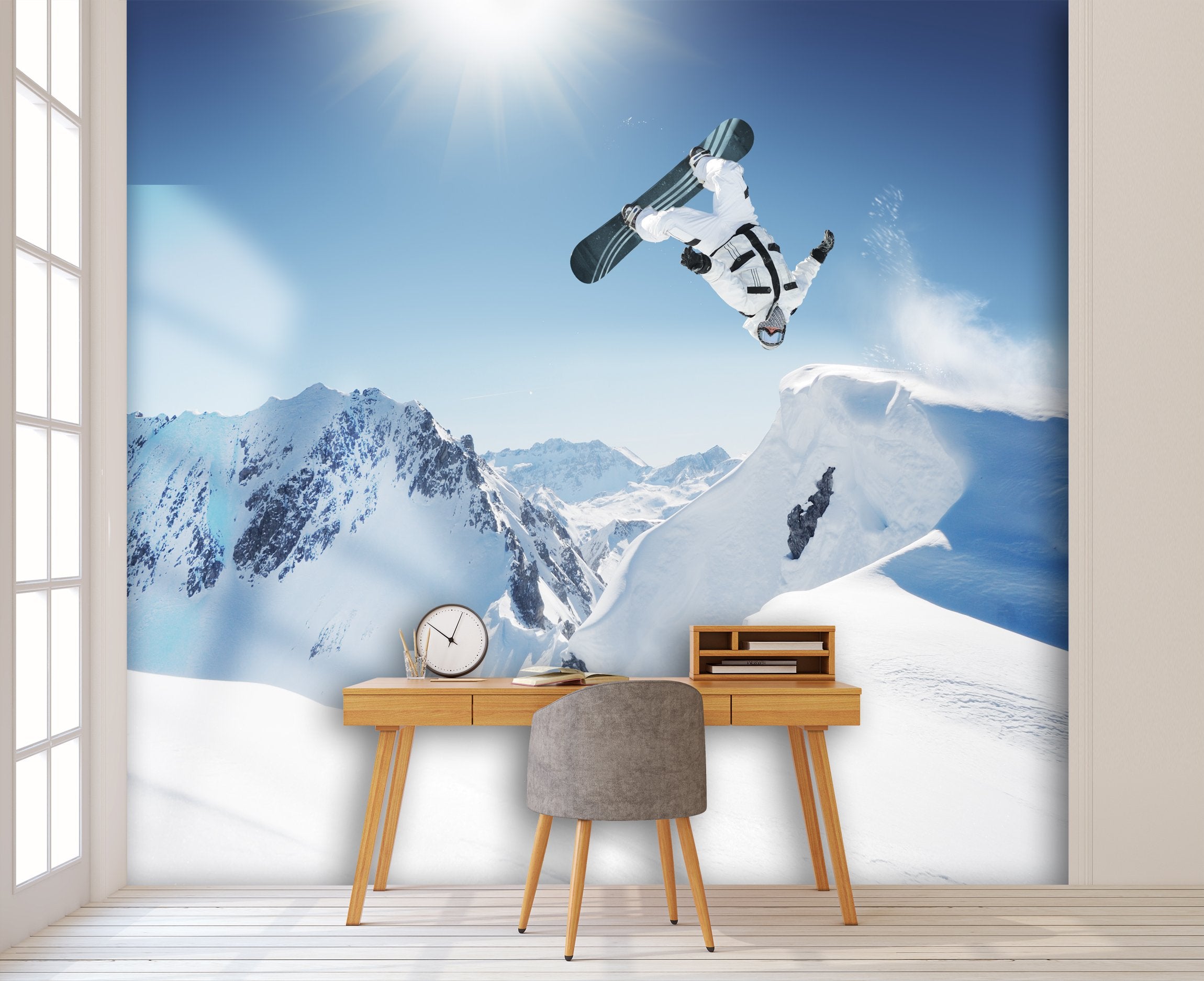 PVC Fototapete Snowboarder - ECO Wandbild Selbstklebende Tapete - 3D Vinyl Wandsticker XXL SW172
