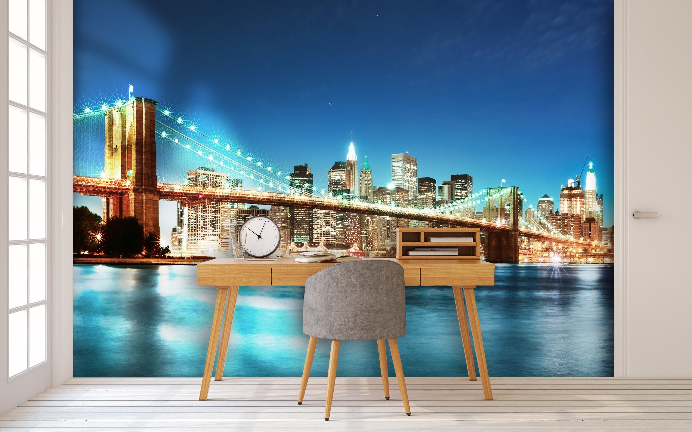 PVC Fototapete Big Apple After Sunset - ECO Wandbild Selbstklebende Tapete - 3D Vinyl Wandsticker XXL SW040