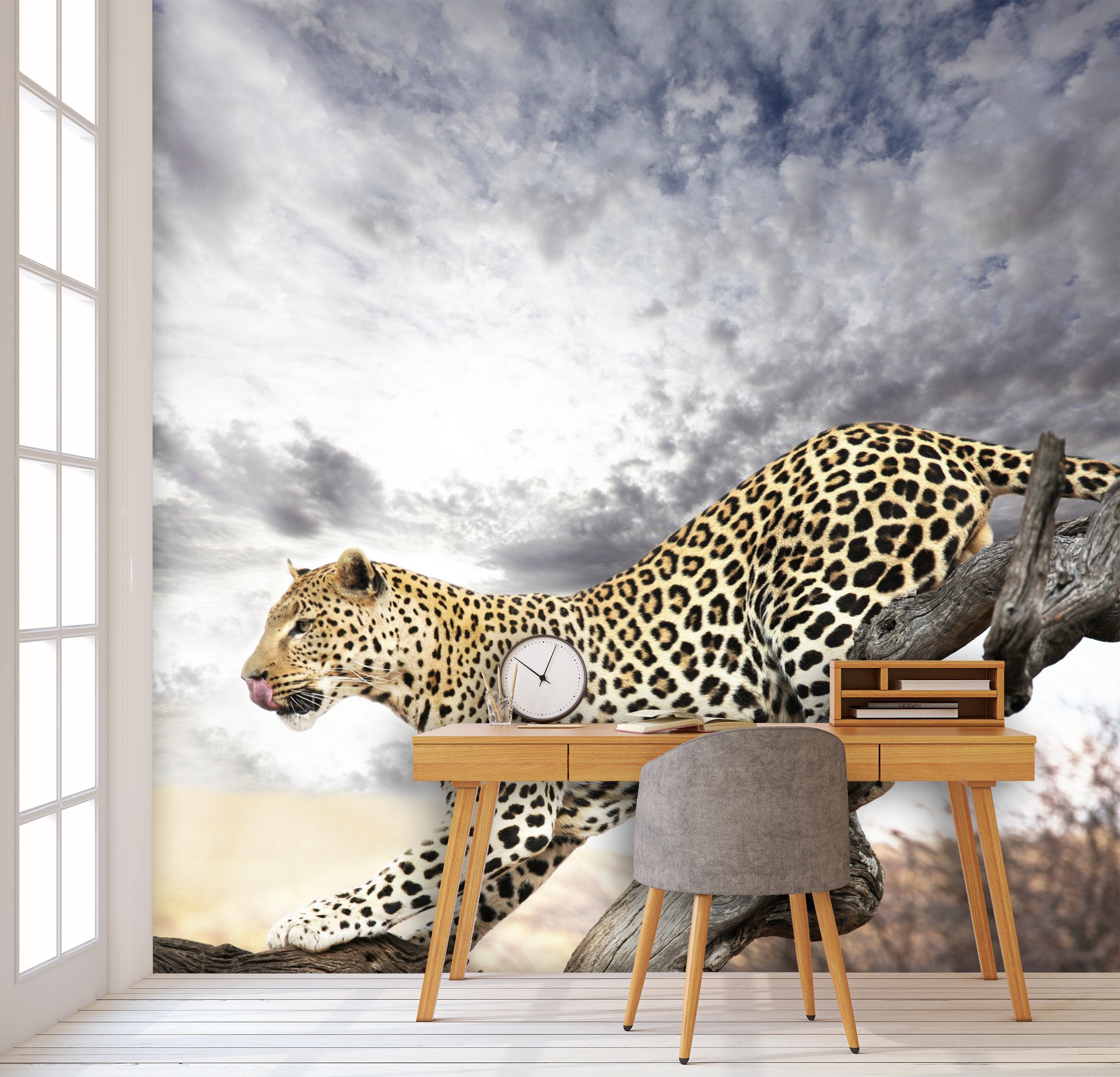 PVC Fototapete Leopard – ECO Wandbild Selbstklebende Tapete – 3D Vinyl Wandsticker XXL SW077 - life-decor.de