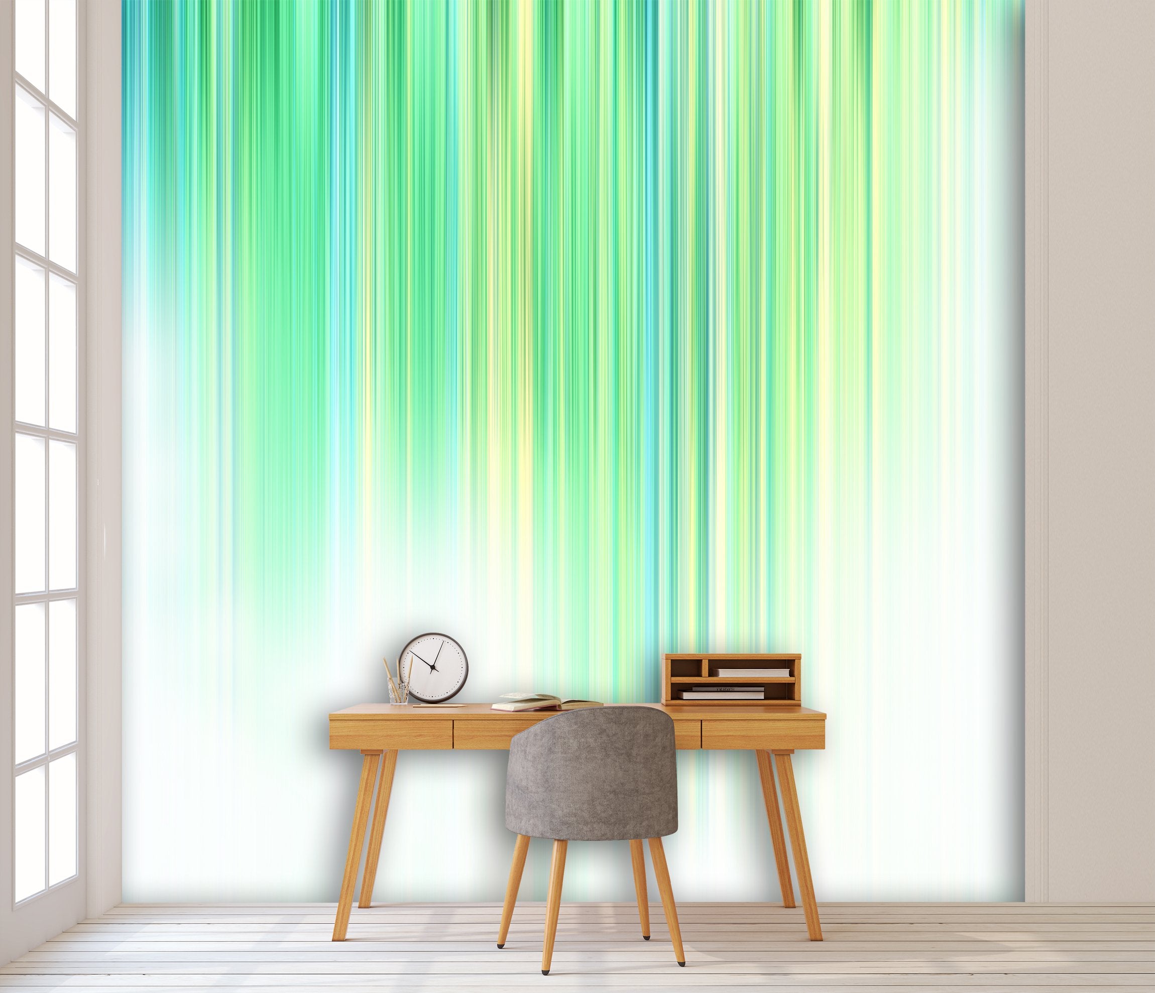 PVC Fototapete Fading Green Stripes - ECO Wandbild Selbstklebende Tapete - 3D Vinyl Wandsticker XXL SW295
