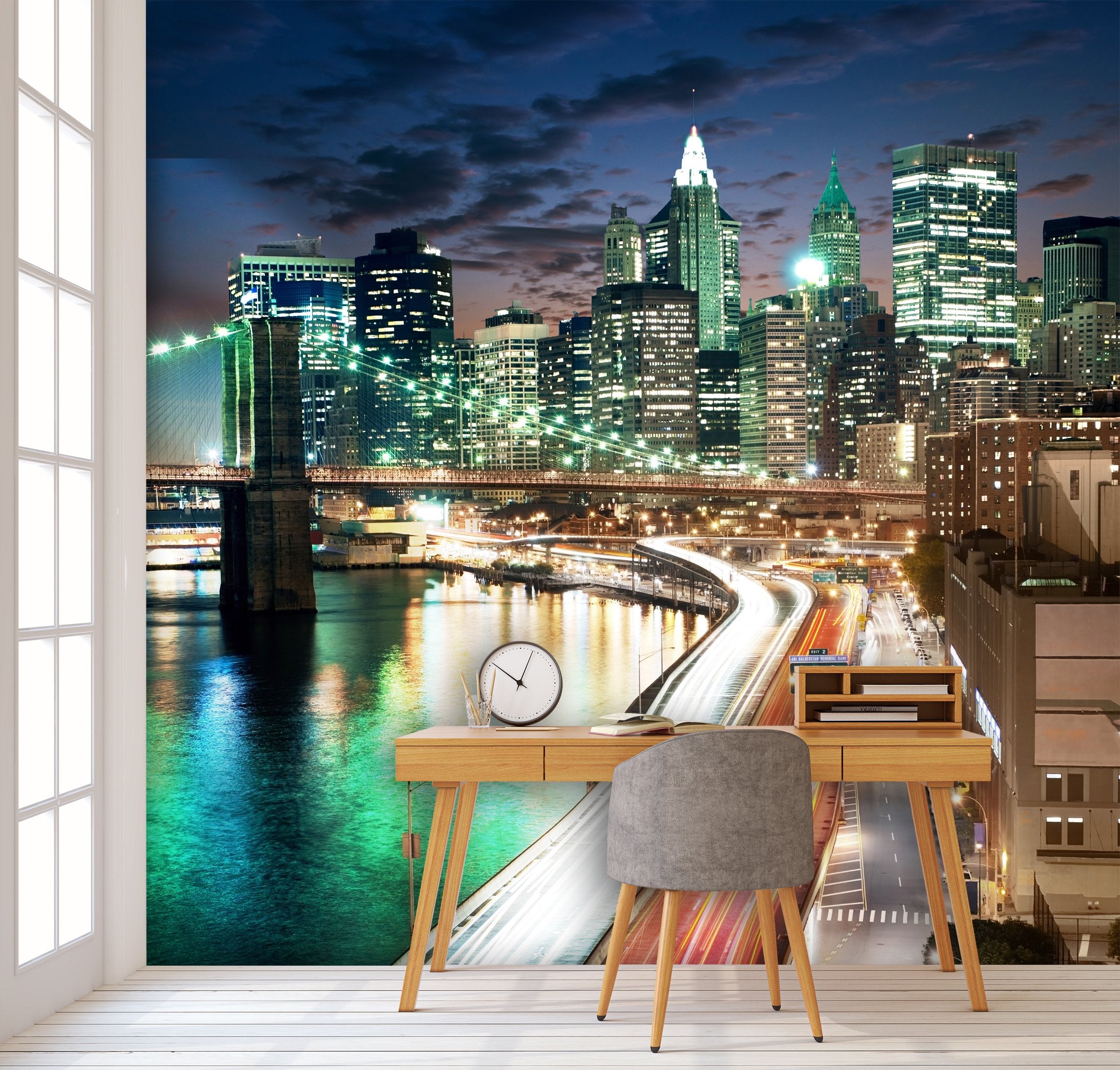 PVC Fototapete Big Apple After Sunset - ECO Wandbild Selbstklebende Tapete - 3D Vinyl Wandsticker XXL SW235