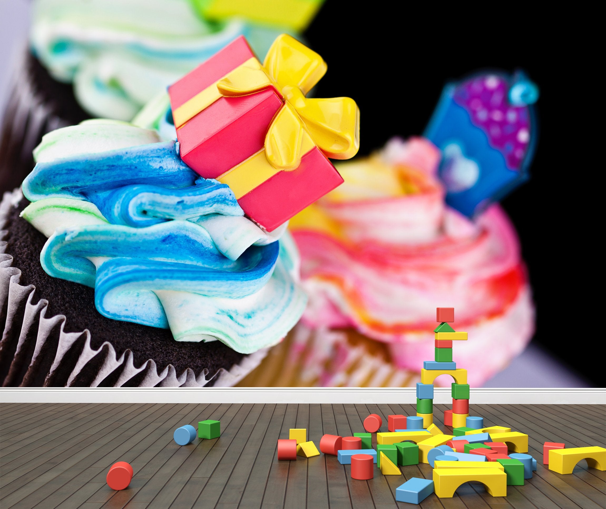 PVC Fototapete Cup Cake Decoration - ECO Wandbild Selbstklebende Tapete - 3D Vinyl Wandsticker XXL SW284