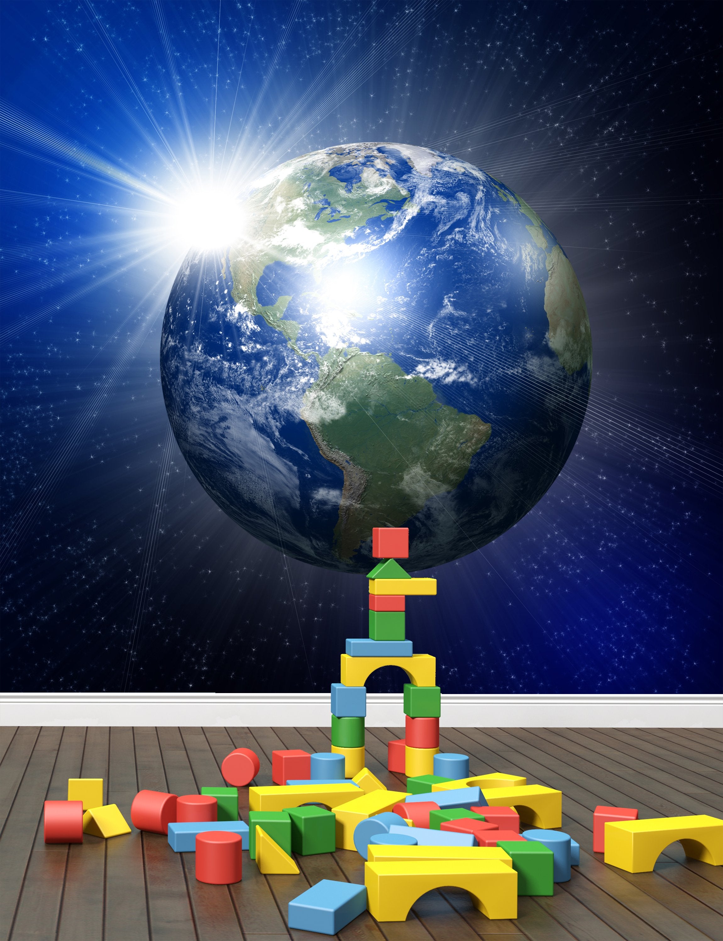 PVC Fototapete Planet Earth – ECO Wandbild Selbstklebende Tapete – 3D Vinyl Wandsticker XXL SW302 - life-decor.de