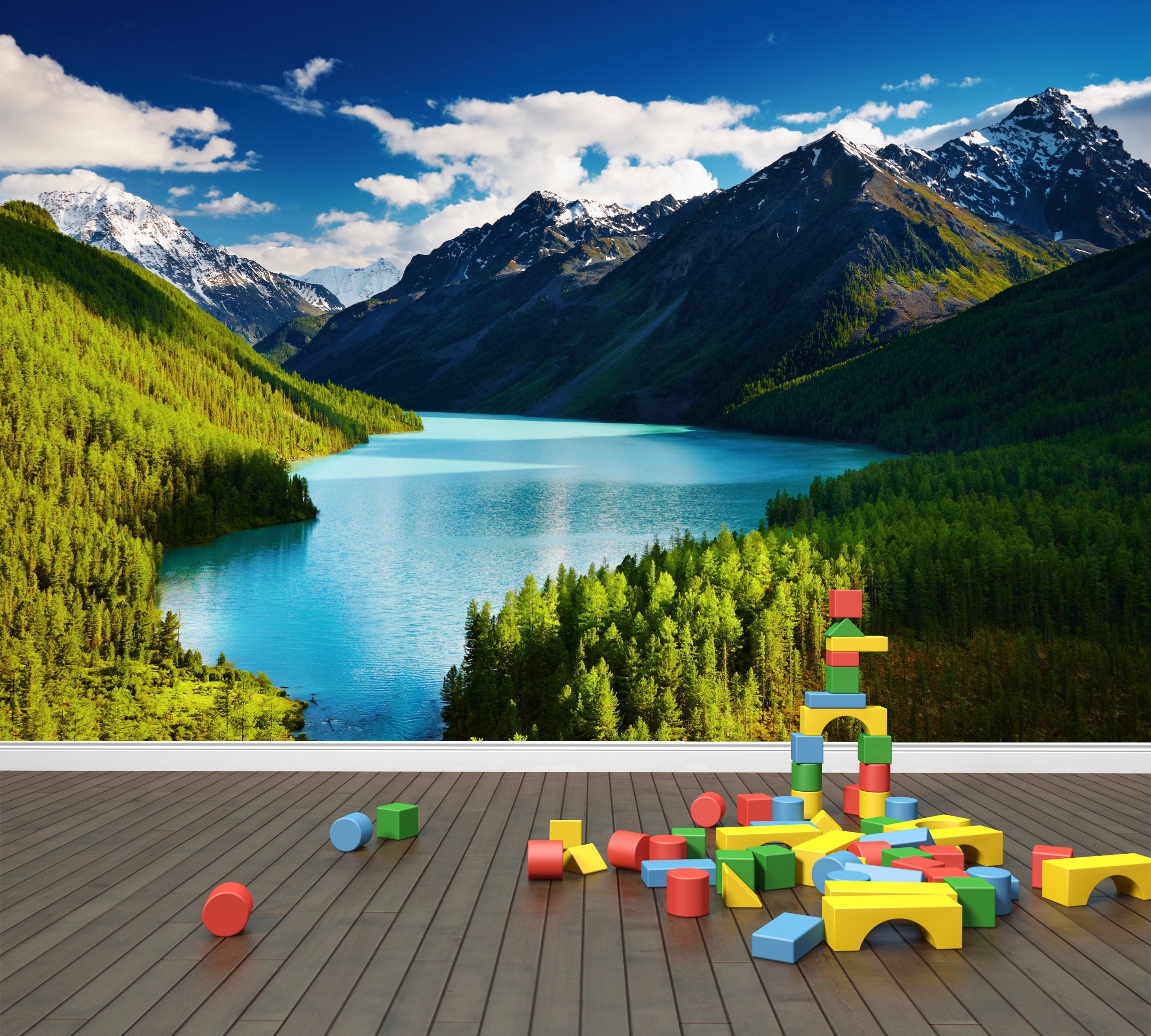 PVC Fototapete Mountain Lake – ECO Wandbild Selbstklebende Tapete – 3D Vinyl Wandsticker XXL SW124 - life-decor.de