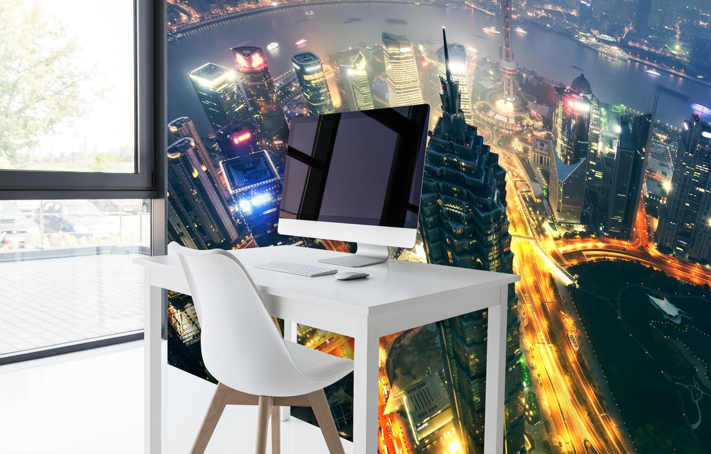 PVC Fototapete Shanghai City - ECO Wandbild Selbstklebende Tapete - 3D Vinyl Wandsticker XXL SW112