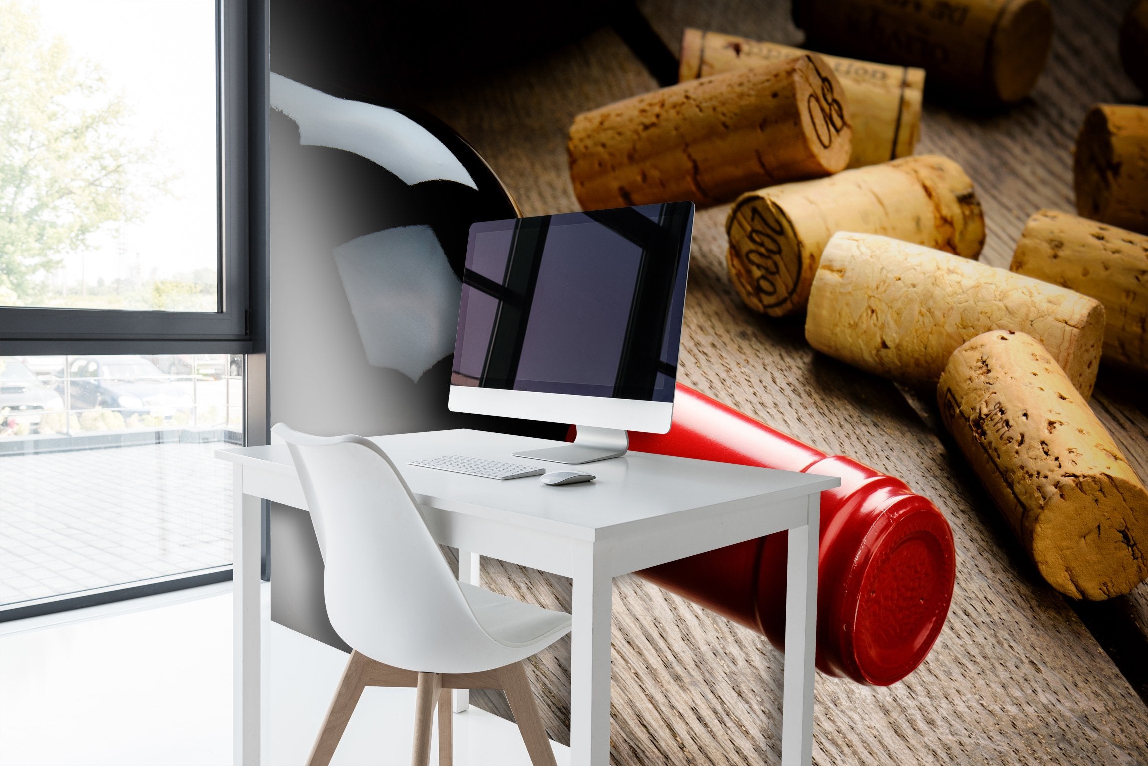 PVC Fototapete Bottle Of Red Wine – ECO Wandbild Selbstklebende Tapete – 3D Vinyl Wandsticker XXL SW177 - life-decor.de