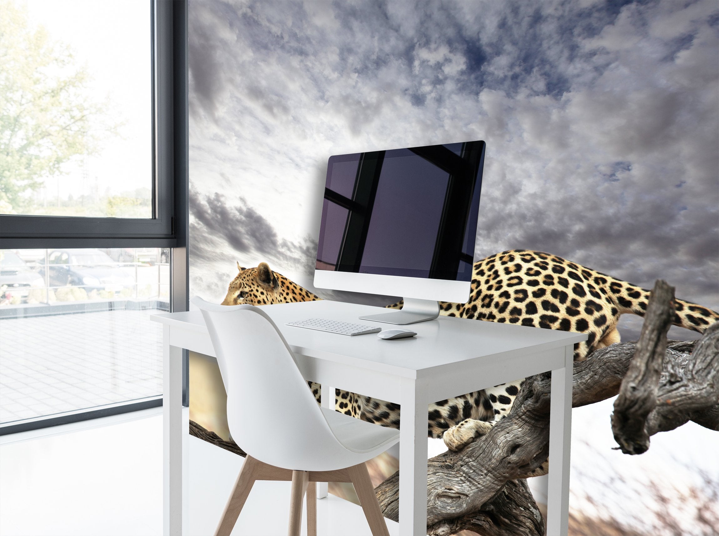 PVC Fototapete Leopard – ECO Wandbild Selbstklebende Tapete – 3D Vinyl Wandsticker XXL SW077 - life-decor.de
