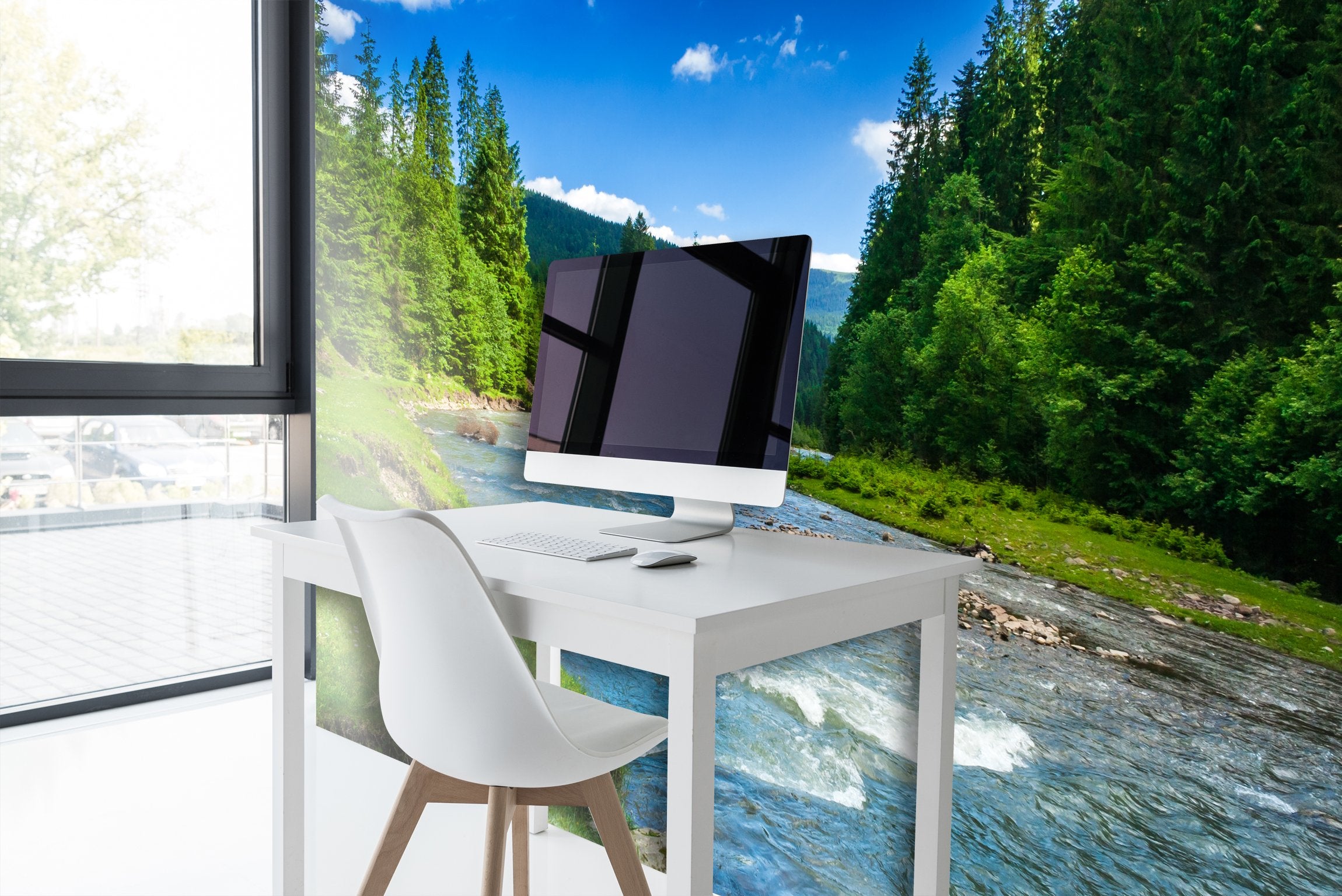 PVC Fototapete Mountain River – ECO Wandbild Selbstklebende Tapete – 3D Vinyl Wandsticker XXL SW252 - life-decor.de