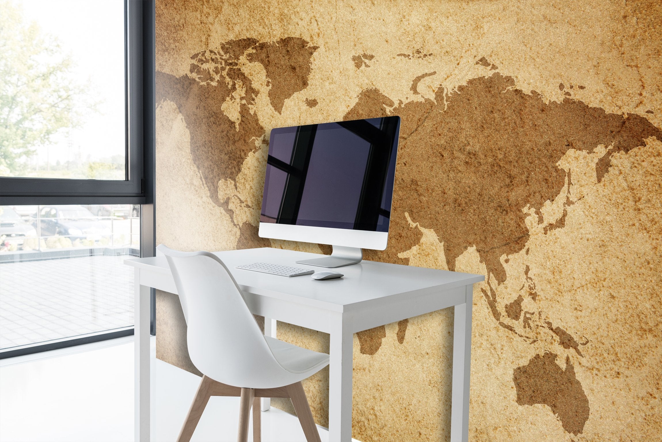 PVC Fototapete World Map Texture - ECO Wandbild Selbstklebende Tapete - 3D Vinyl Wandsticker XXL SW149