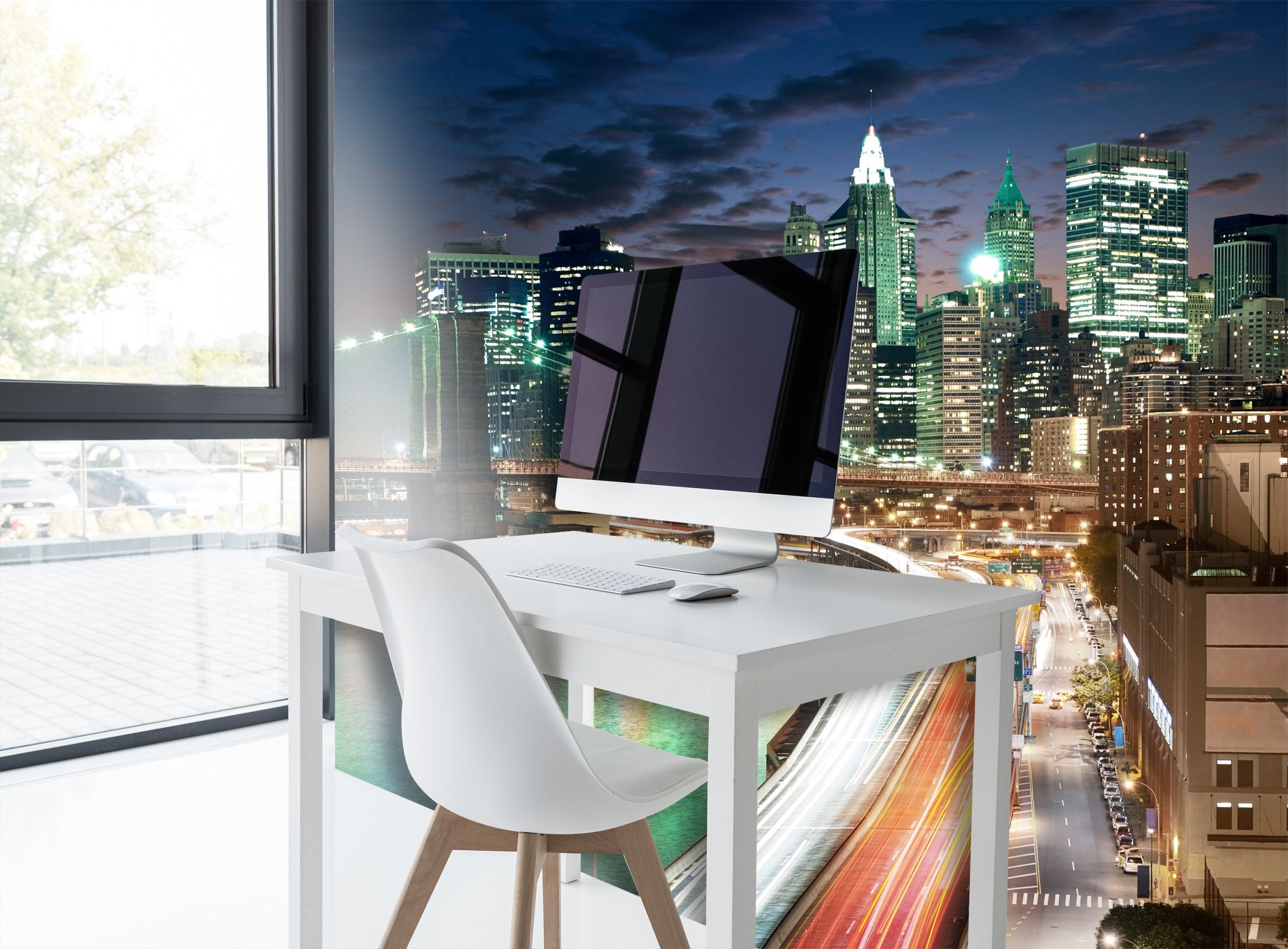 PVC Fototapete Big Apple After Sunset - ECO Wandbild Selbstklebende Tapete - 3D Vinyl Wandsticker XXL SW235