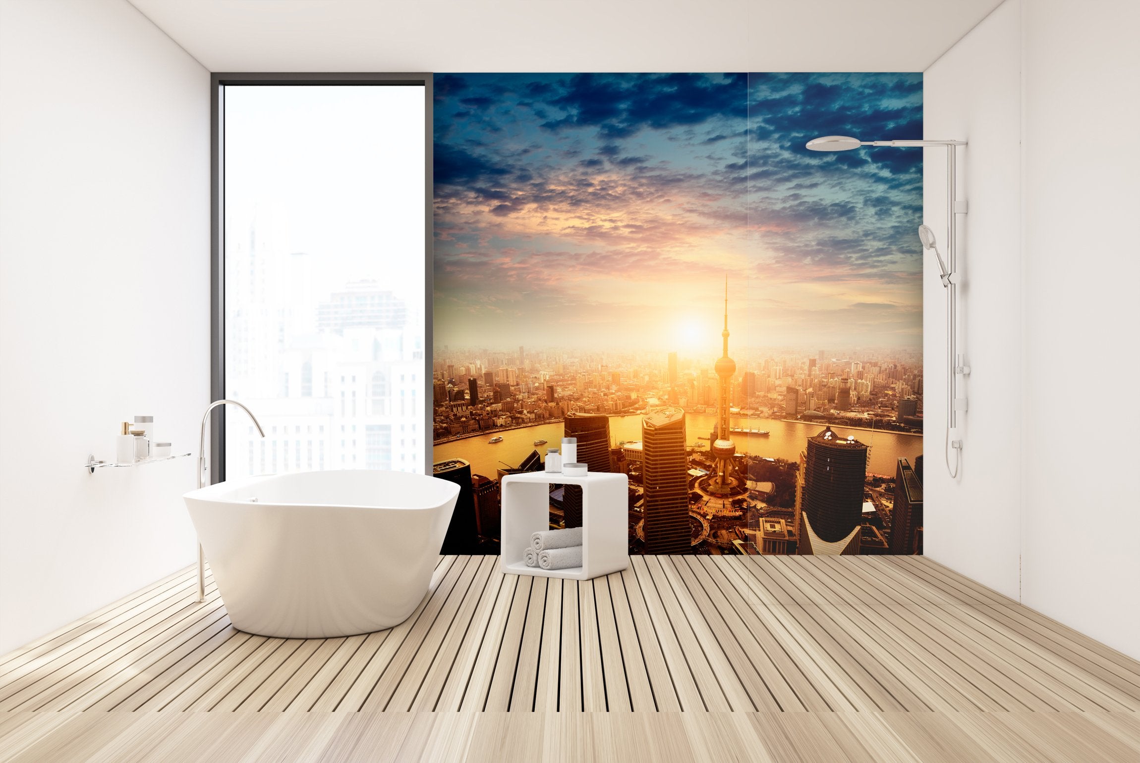 PVC Fototapete Shanghai Lujiazui - ECO Wandbild Selbstklebende Tapete - 3D Vinyl Wandsticker XXL SW159