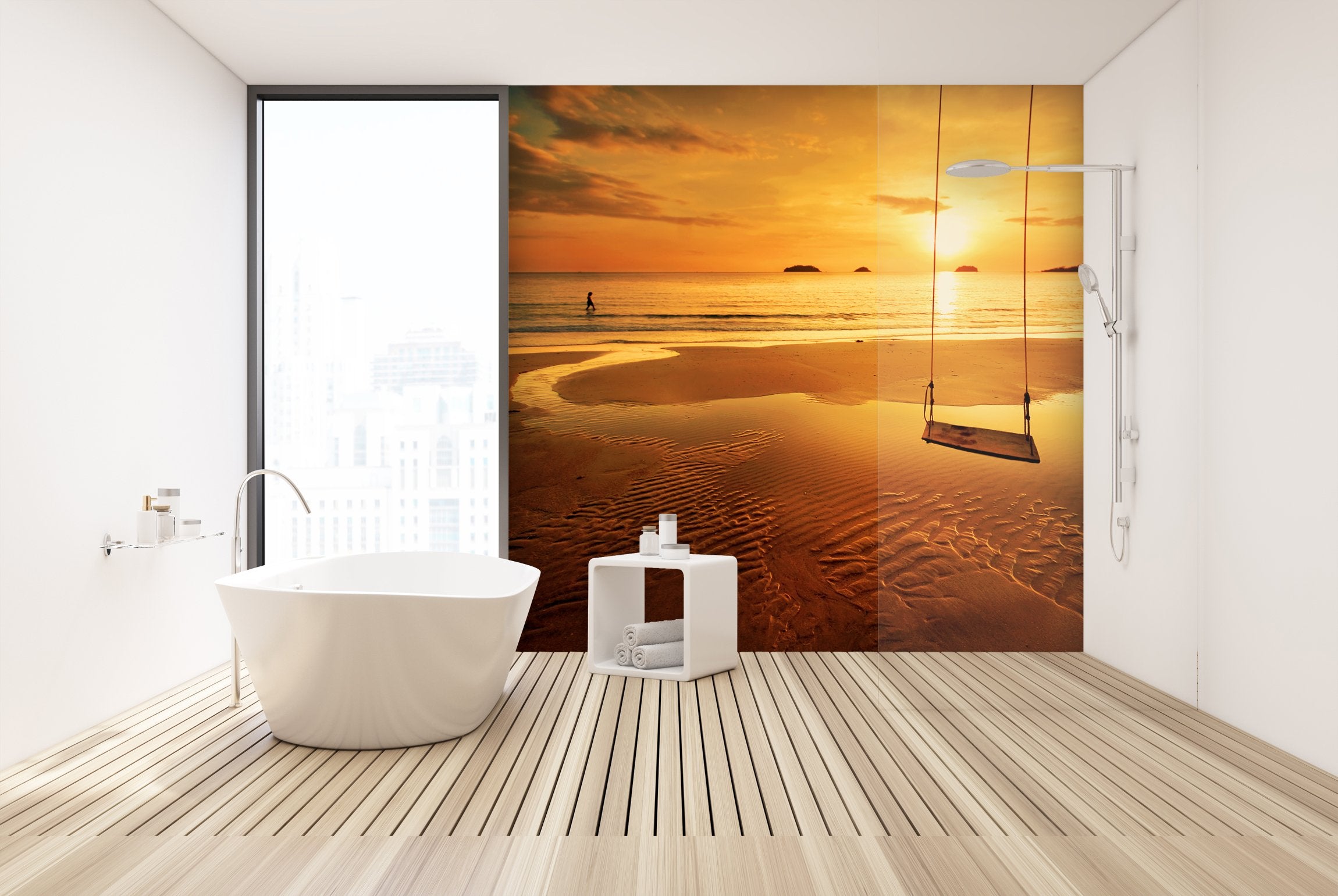 PVC Fototapete Tropical Colorful Sunset - ECO Wandbild Selbstklebende Tapete - 3D Vinyl Wandsticker XXL SW296