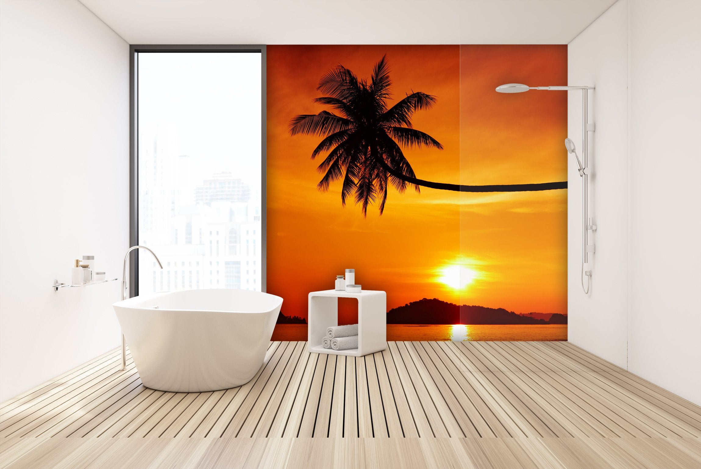 PVC Fototapete Tropical Beach At Sunset - ECO Wandbild Selbstklebende Tapete - 3D Vinyl Wandsticker XXL SW209