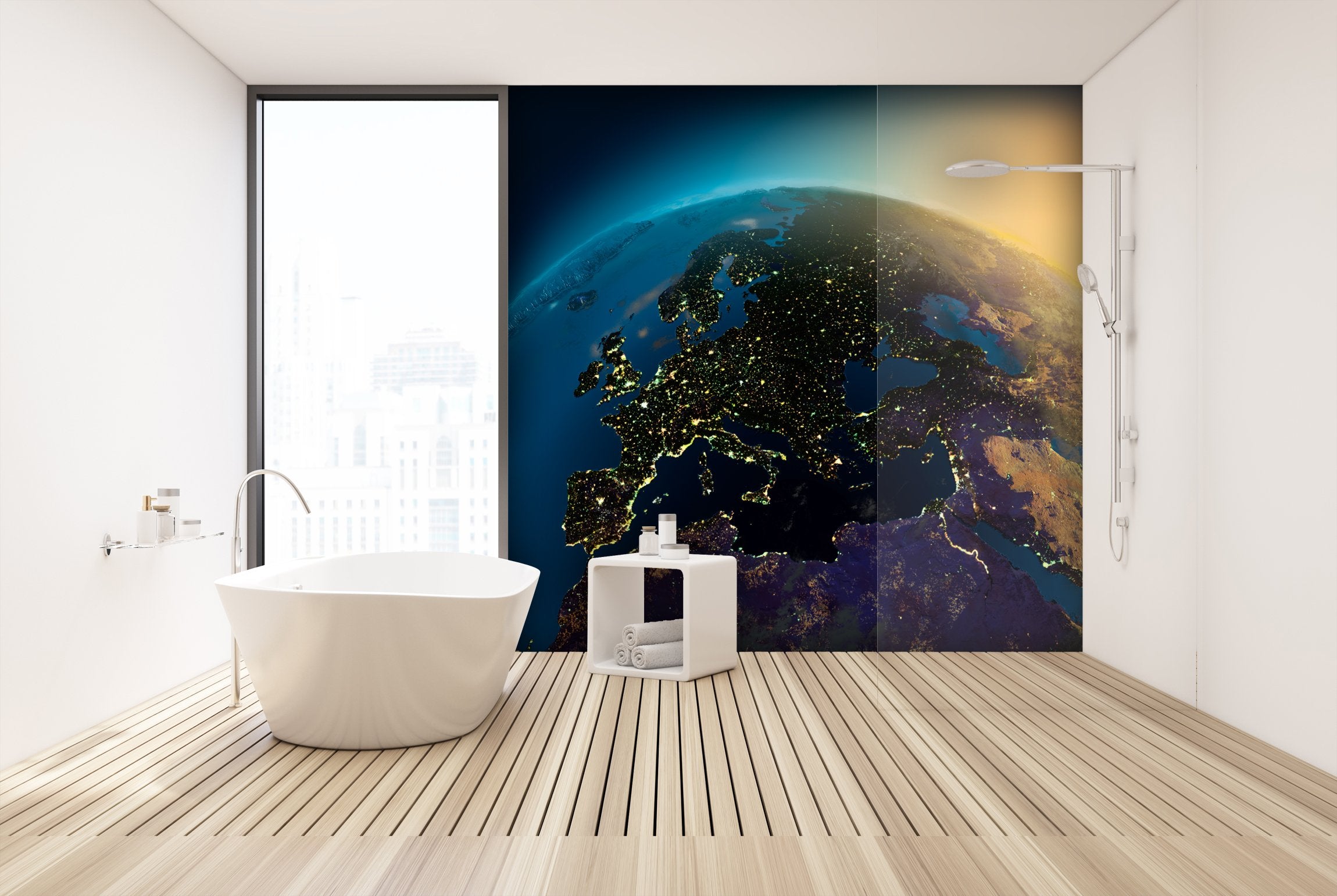 PVC Fototapete Night View Of Europe - ECO Wandbild Selbstklebende Tapete - 3D Vinyl Wandsticker XXL SW311
