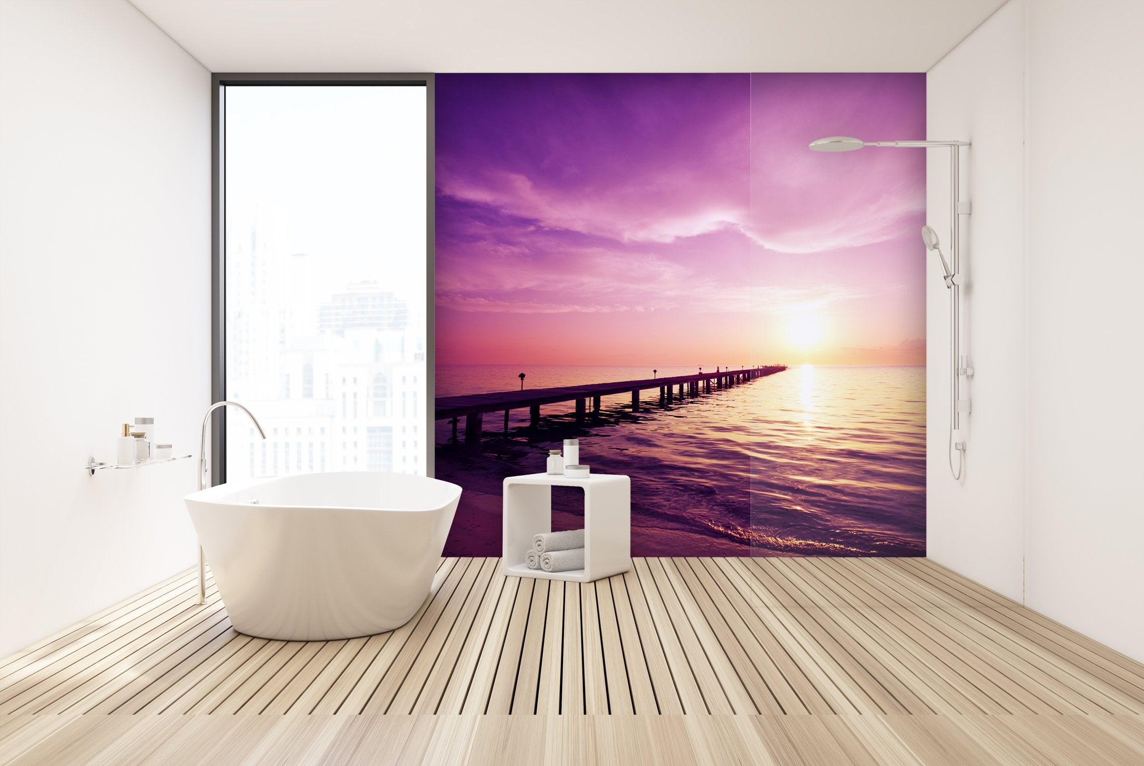 PVC Fototapete Boardwalk On Beach - ECO Wandbild Selbstklebende Tapete - 3D Vinyl Wandsticker XXL SW232