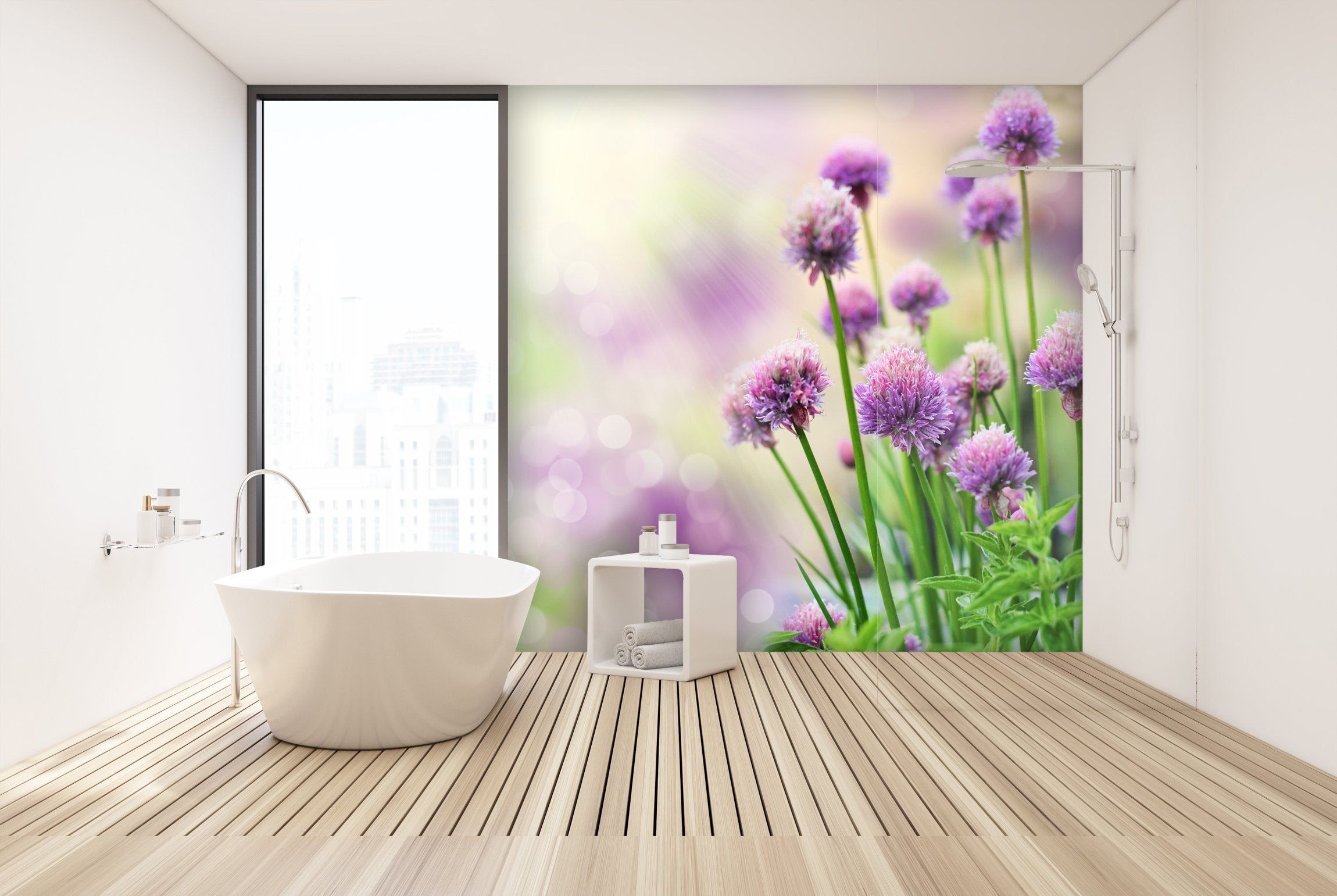 PVC Fototapete Chive Flowers - ECO Wandbild Selbstklebende Tapete - 3D Vinyl Wandsticker XXL SW234