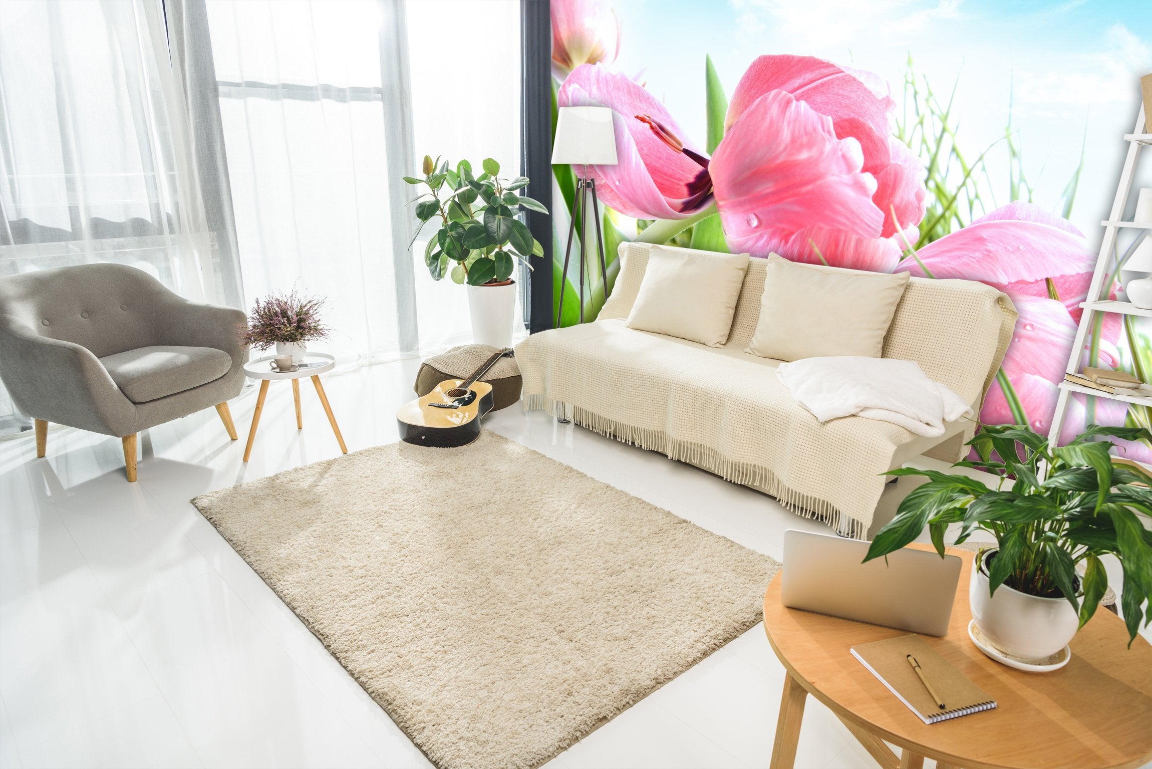 PVC Fototapete Spring Tulips - ECO Wandbild Selbstklebende Tapete - 3D Vinyl Wandsticker XXL SW101