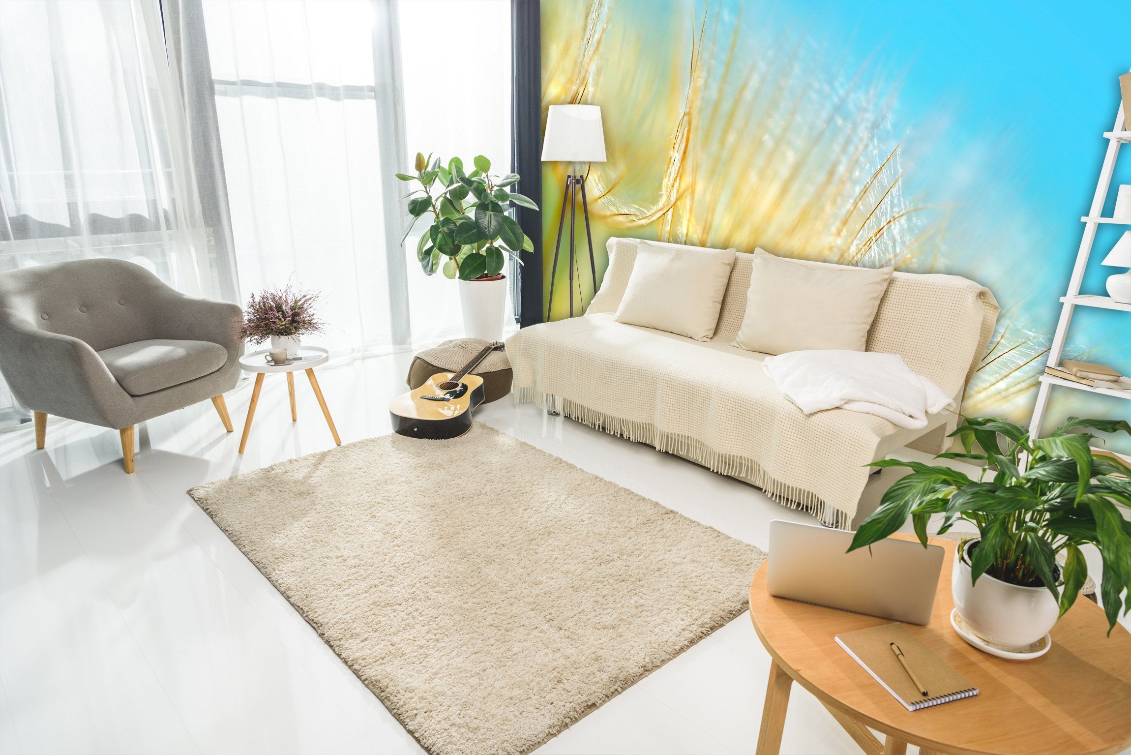 PVC Fototapete Soft Flowers - ECO Wandbild Selbstklebende Tapete - 3D Vinyl Wandsticker XXL SW033