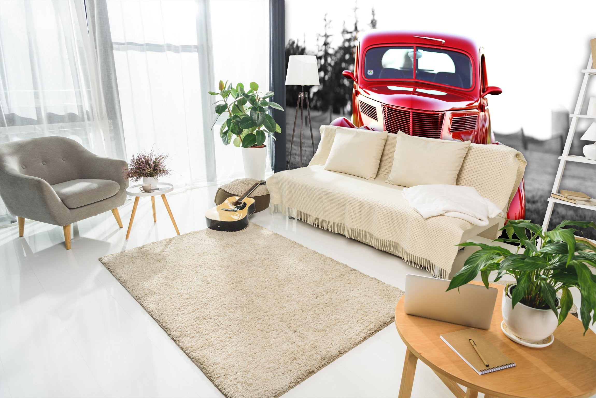 PVC Fototapete Vintage Car - ECO Wandbild Selbstklebende Tapete - 3D Vinyl Wandsticker XXL SW106