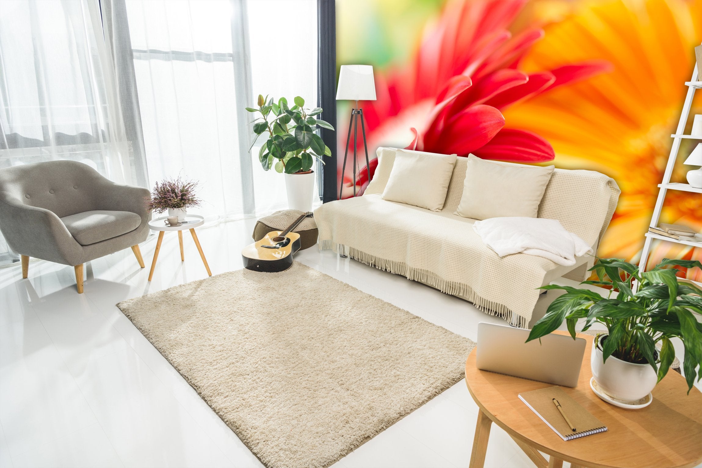 PVC Fototapete Yellow Daisy - ECO Wandbild Selbstklebende Tapete - 3D Vinyl Wandsticker XXL SW259